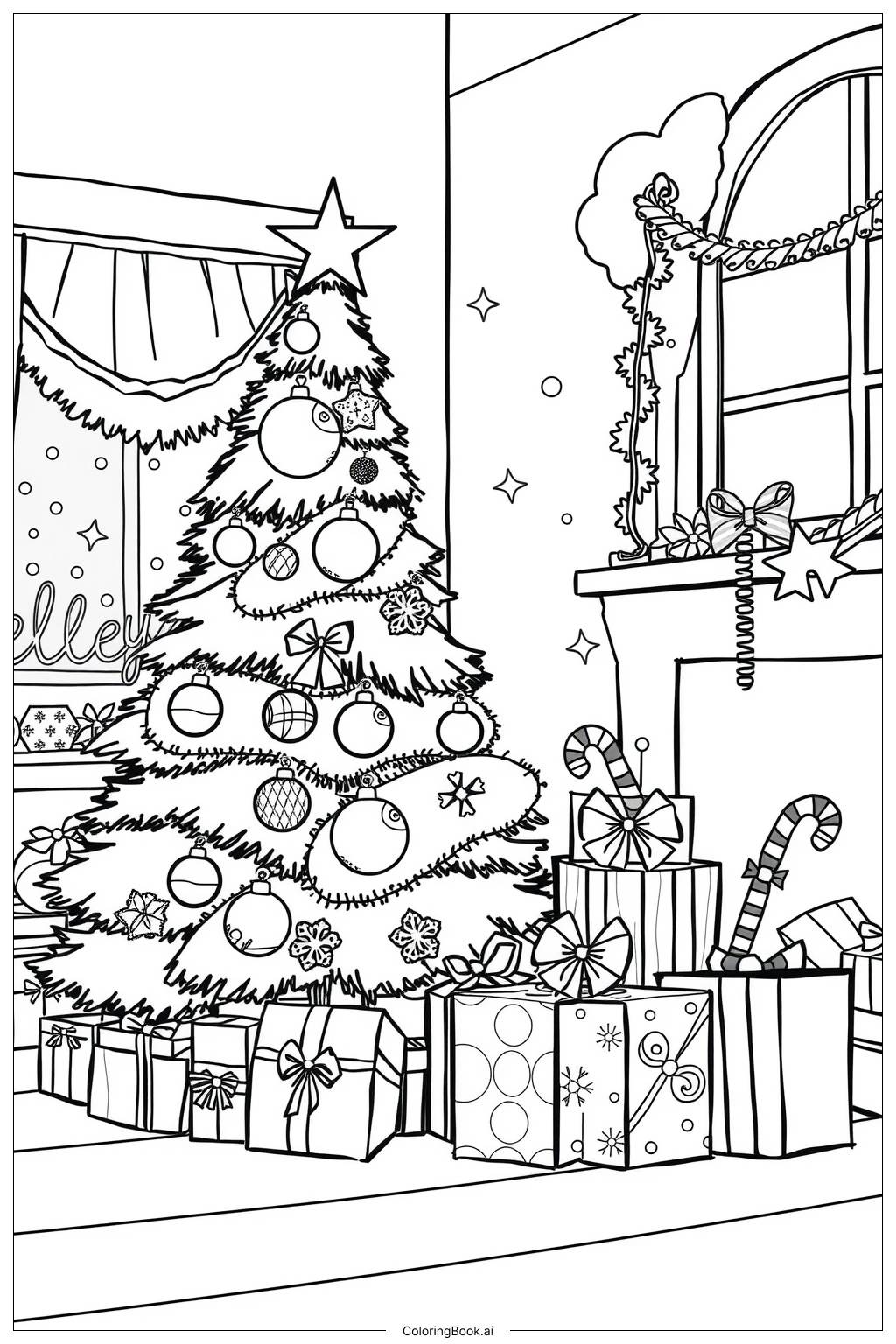  Christmas Tree With Gifts Coloring Page 