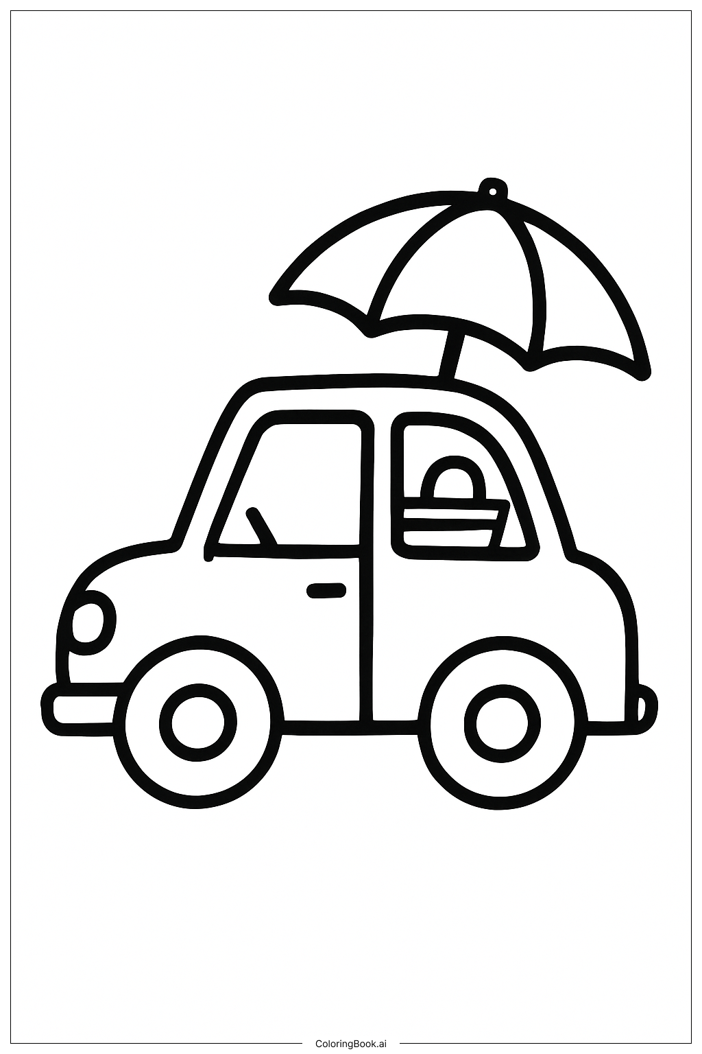  海滩野餐车填色页 