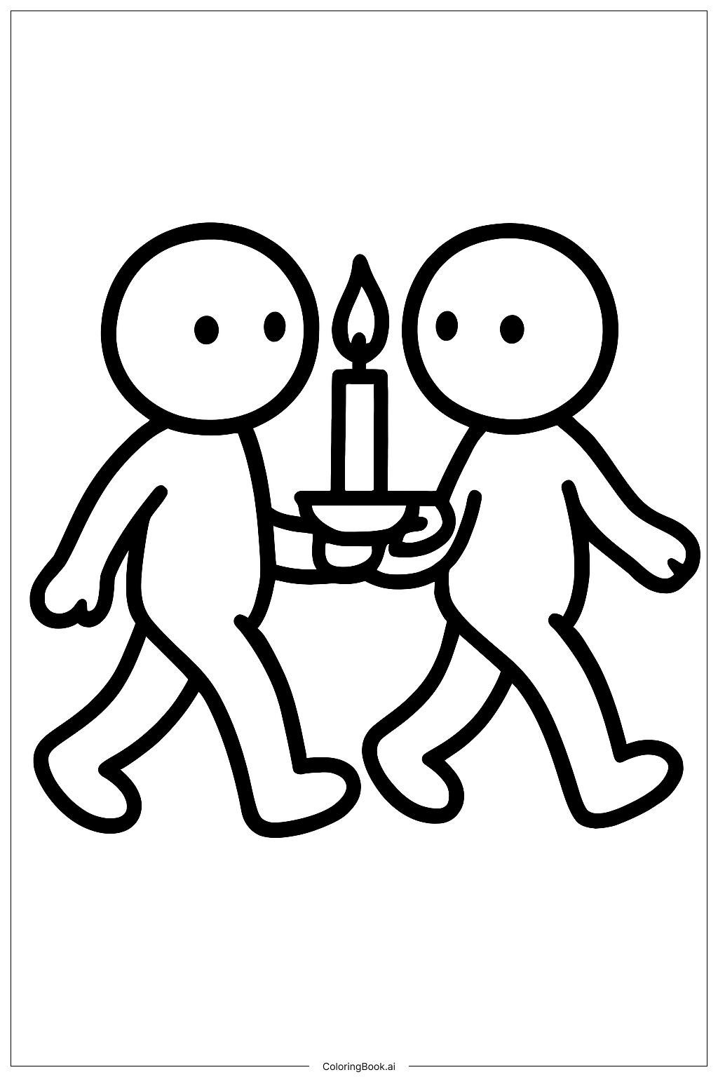  Page de coloriage Promenade aux chandelles de La Belle et la Bête 