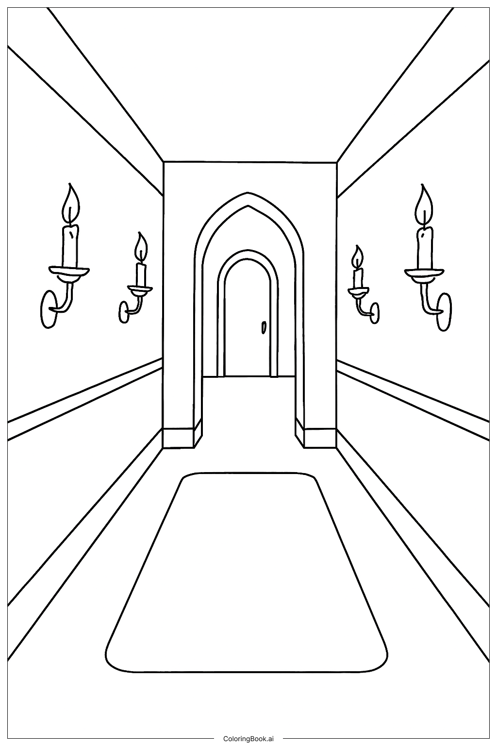 Couloir éclairé à la chandelle de La Belle et la Bête