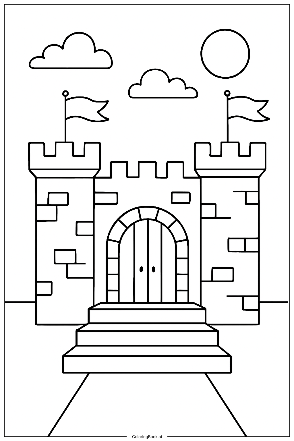  Page de coloriage Entrée du Château de La Belle et la Bête 