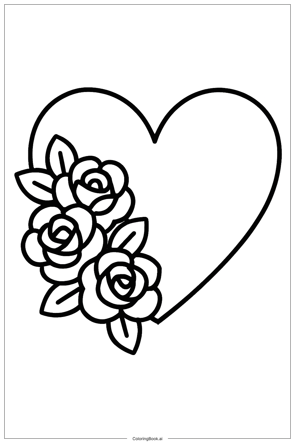  Page de coloriage Cadre Cœur La Belle et la Bête 