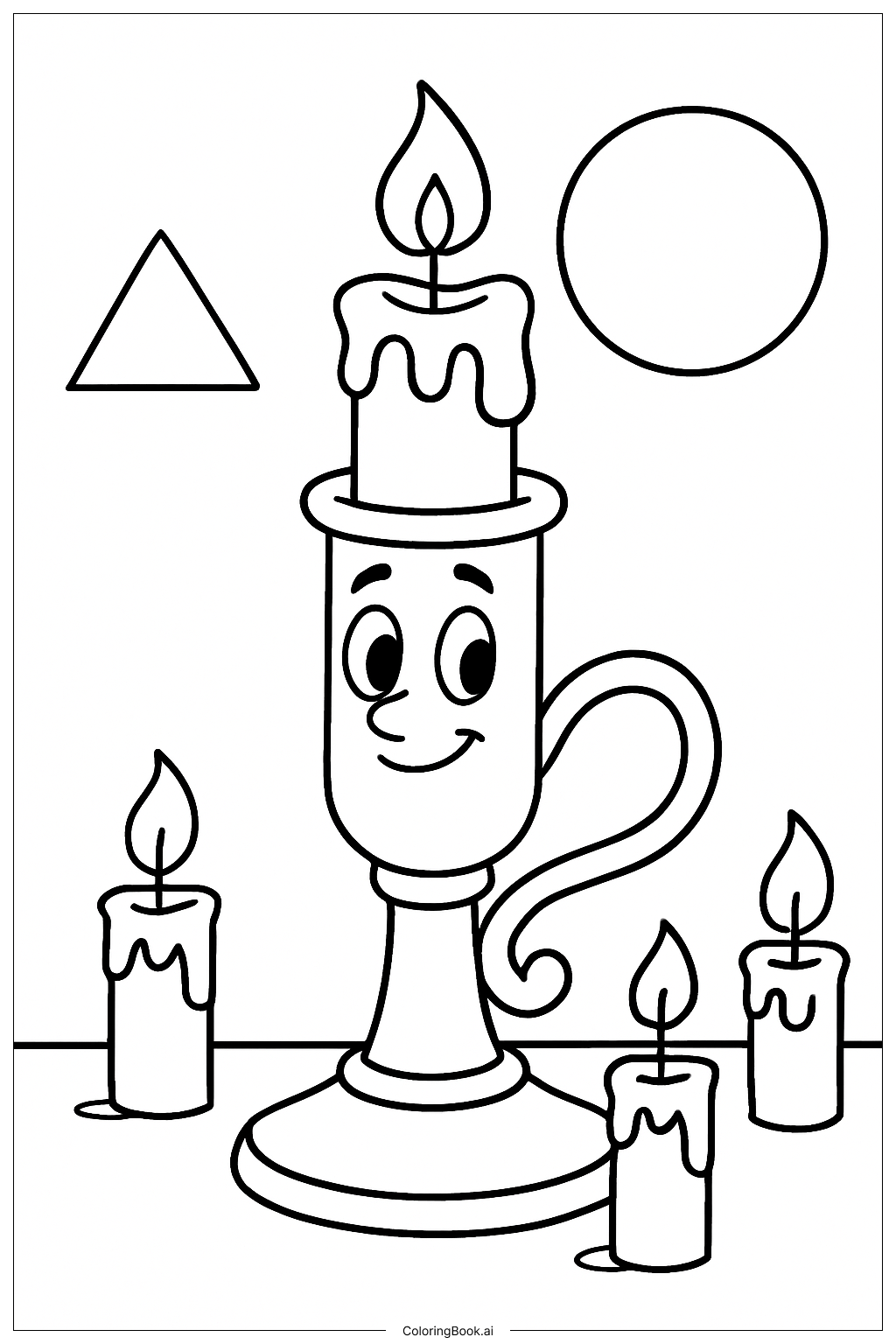  Page de coloriage La Belle et la Bête Lumière et les Chandelles 