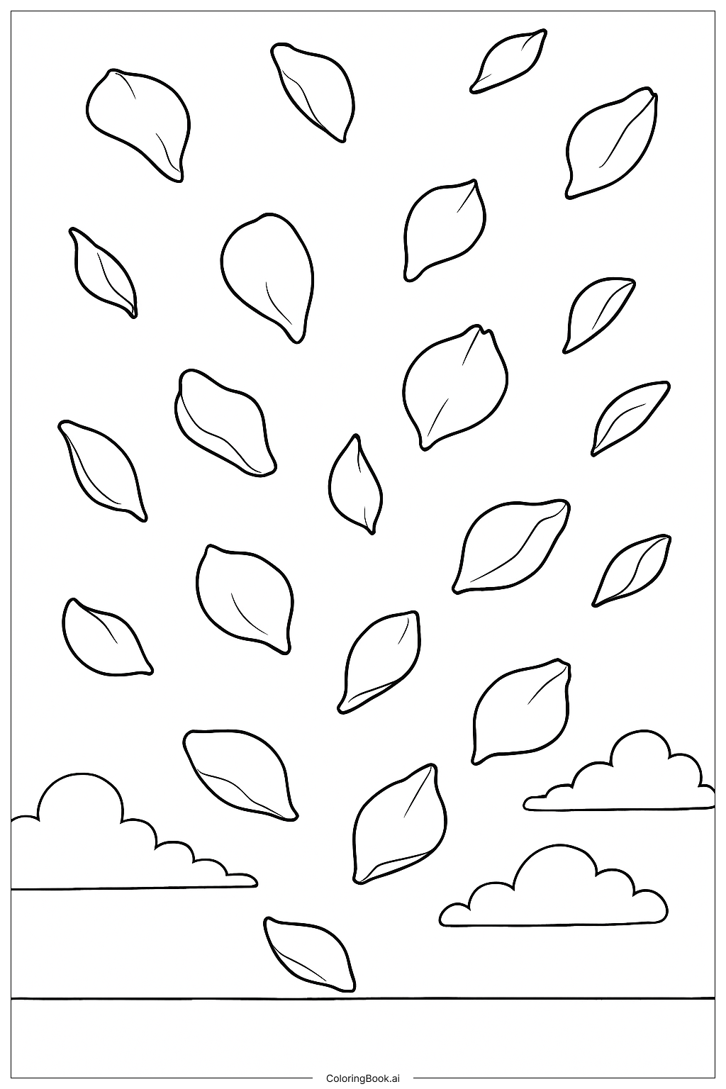  Page de coloriage La Belle et la Bête Pétales de Rose Tombant 