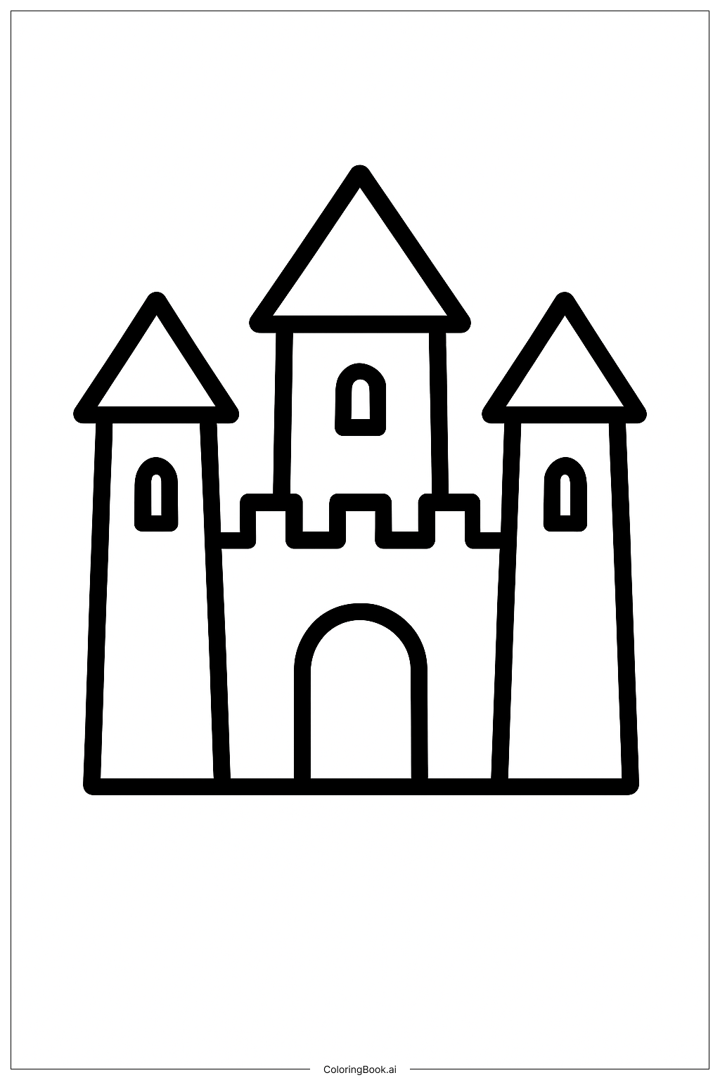  Page de coloriage La Belle et la Bête Château Simple 