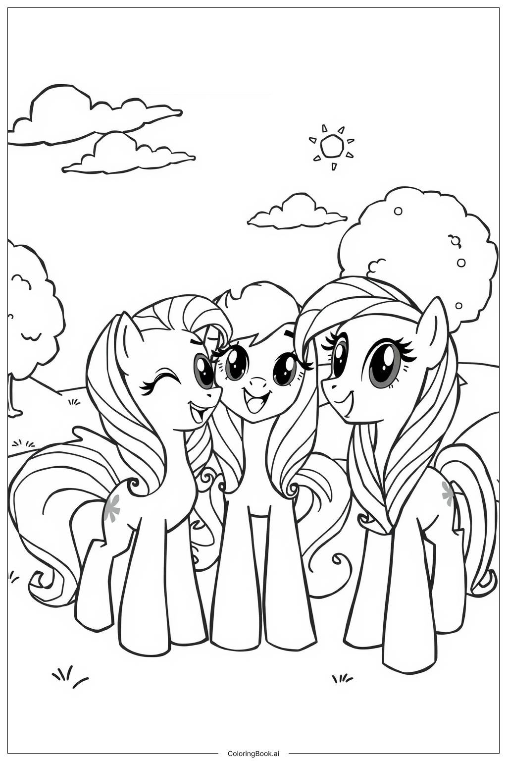  Page de coloriage My Little Pony Crew des Marques à une Fête 