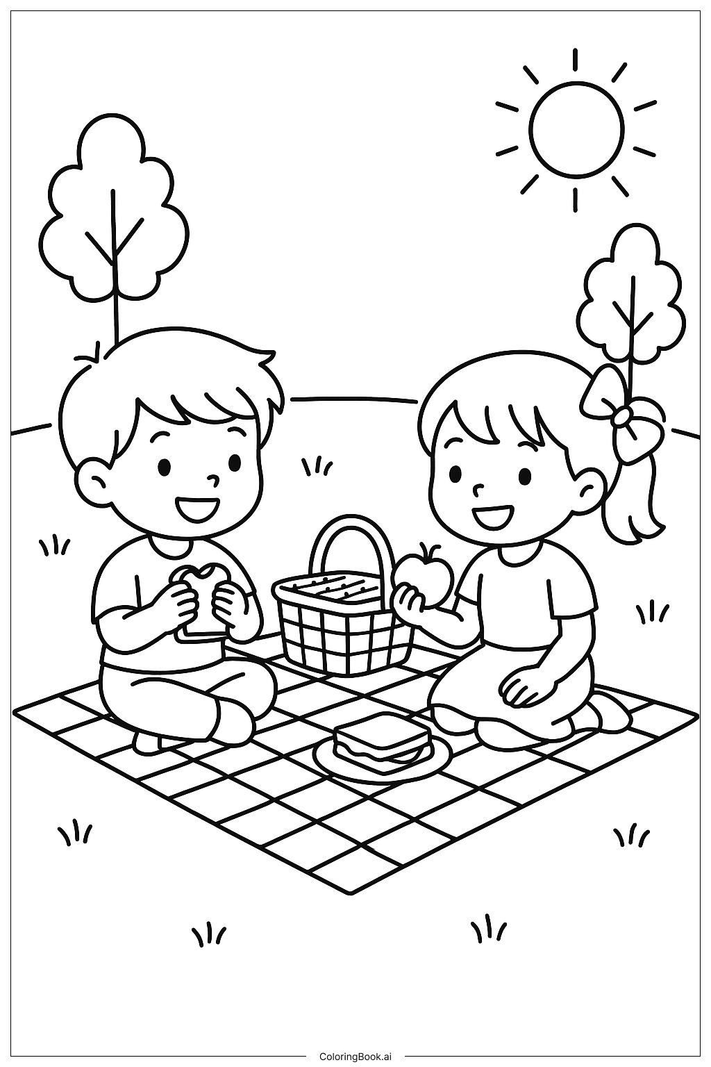  Page de coloriage Meilleur Ami au Pique-nique 