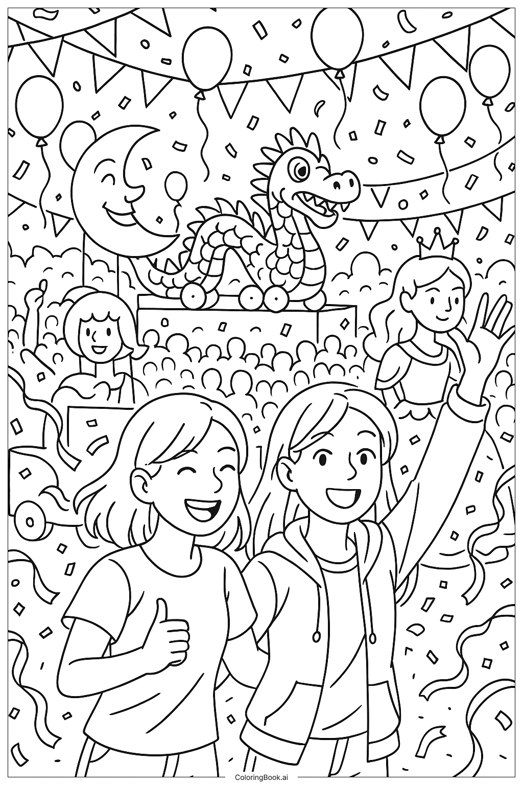  최고의 친구 카니발 퍼레이드 색칠공부 페이지 