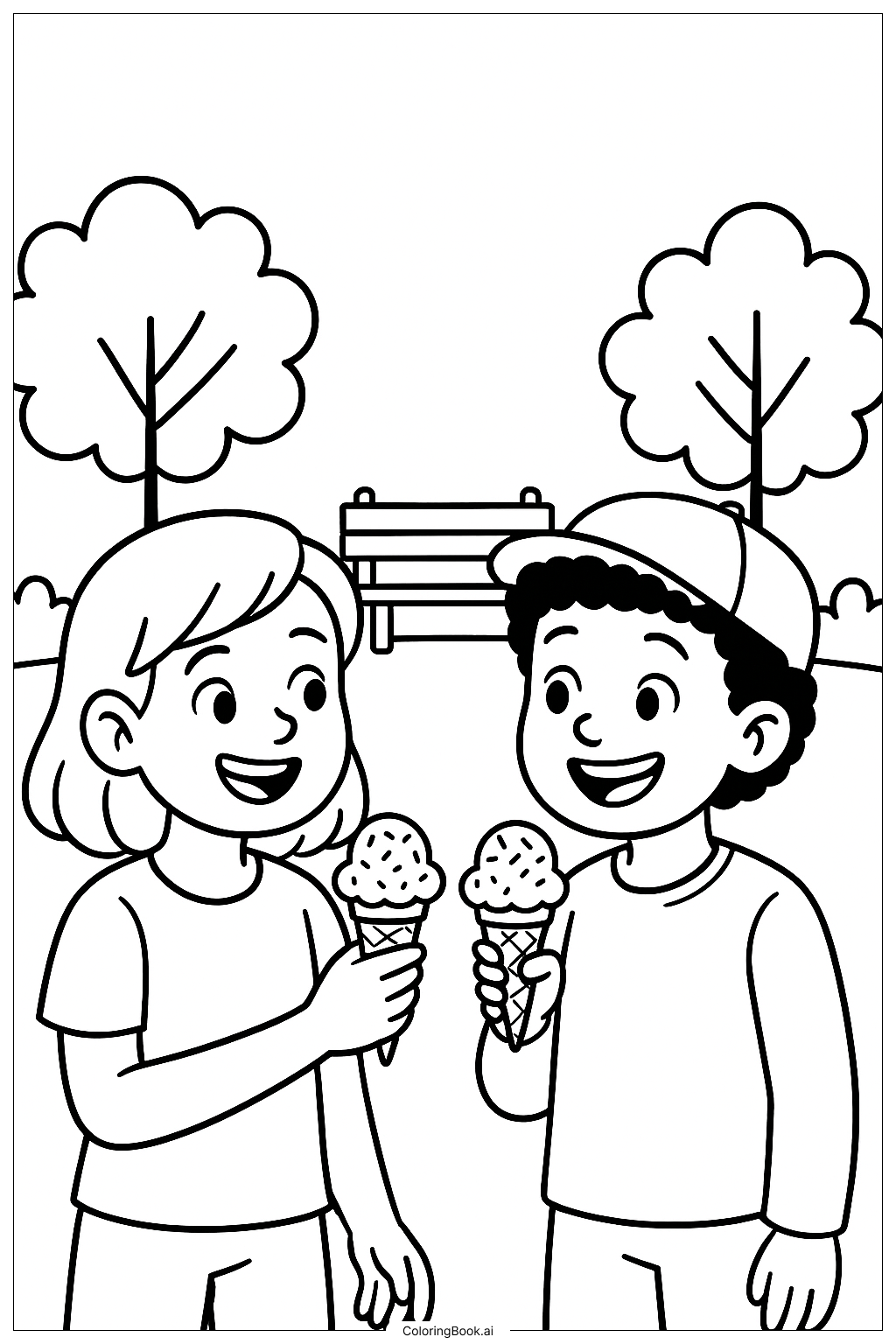 親友のアイスクリームの塗り絵ページ