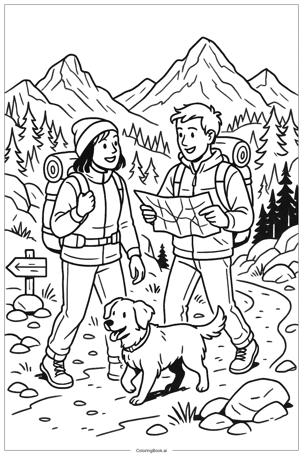  가장 친한 친구와 산행 색칠공부 페이지 
