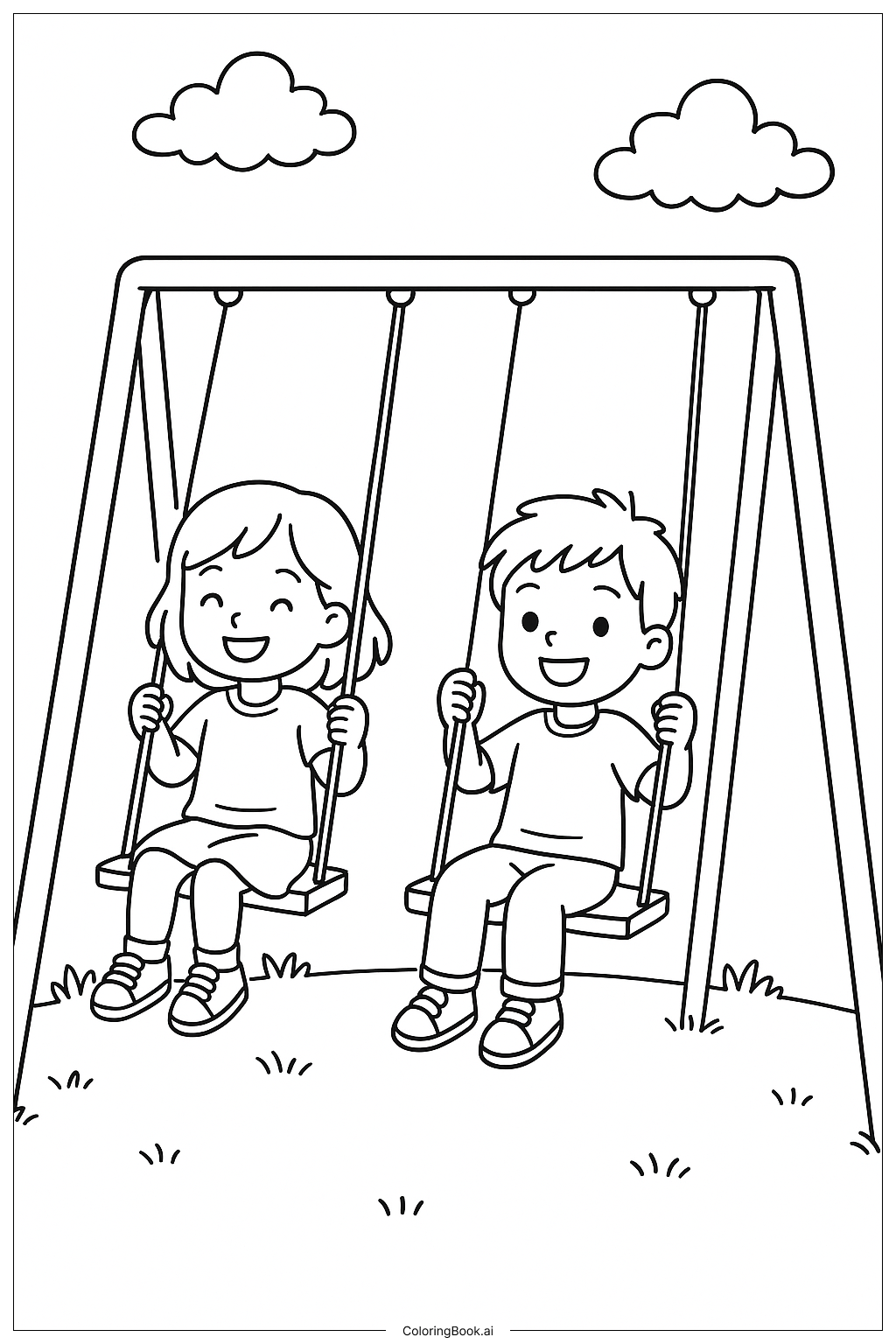  Bester Freund auf der Schaukel Ausmalseite 