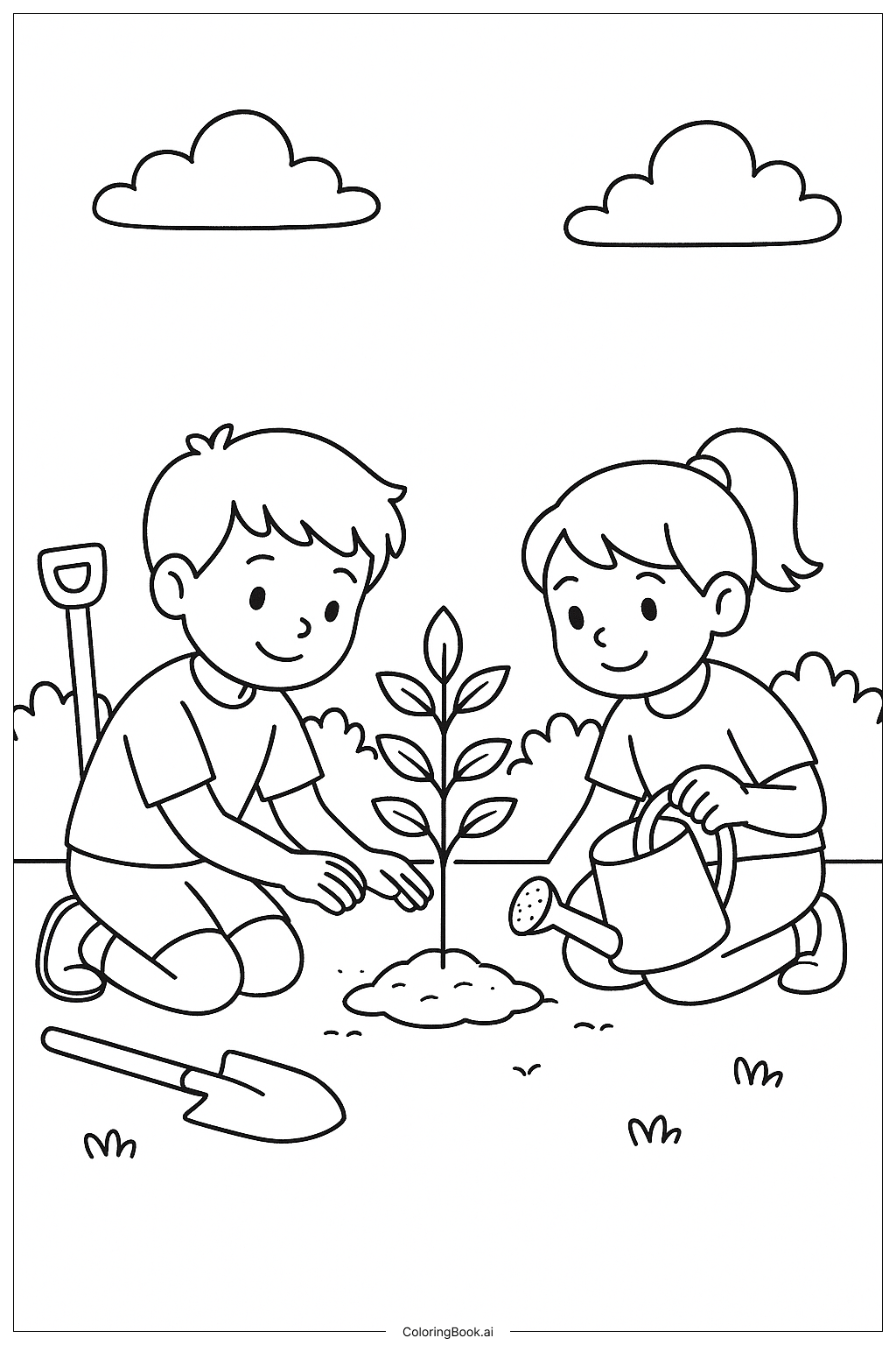  最好的朋友种树填色页 