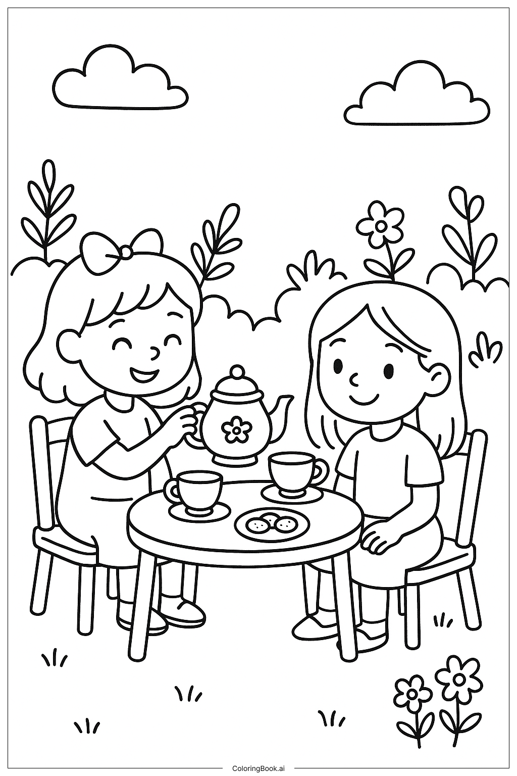  摯友茶會著色頁 