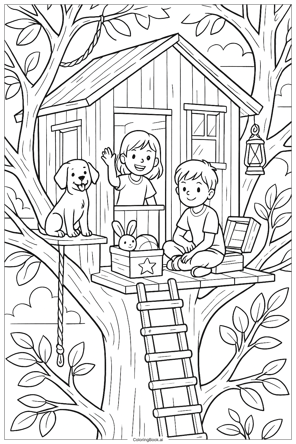  好朋友樹屋大冒險著色頁 