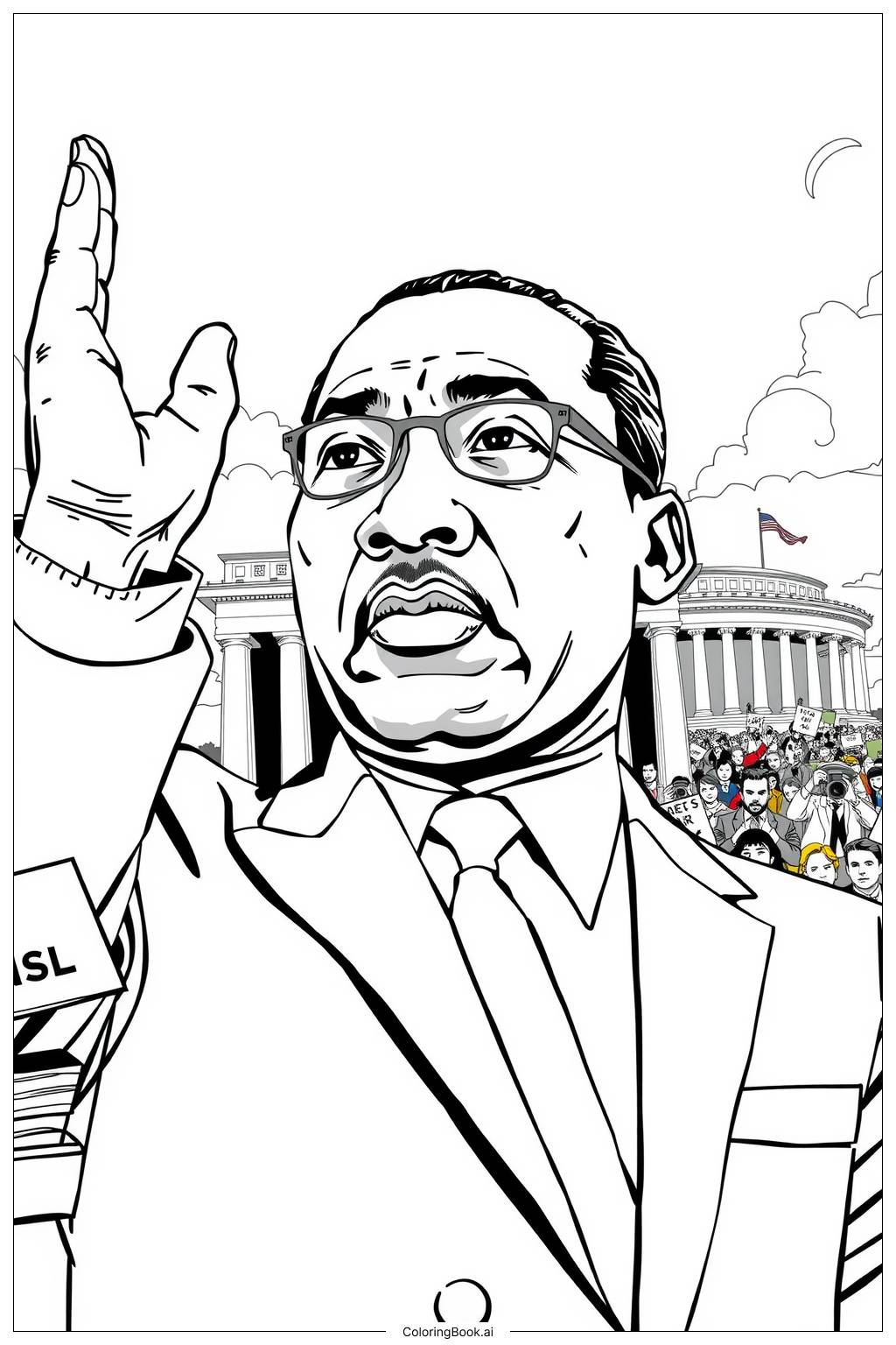  Page de coloriage Le parcours de Martin Luther King à travers l'ère des droits civiques 