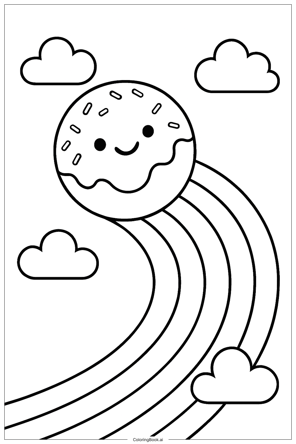  Donut Sliding On A Rainbow Coloring Page 