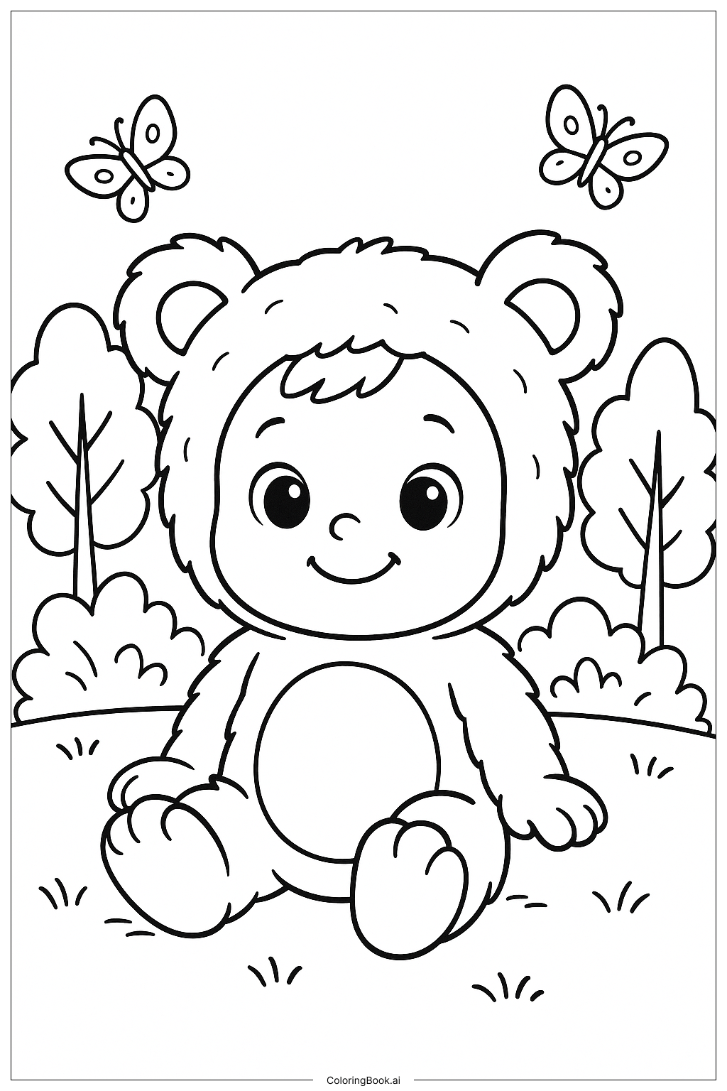  Baby In A Teddy Bear Costume Coloring Page 