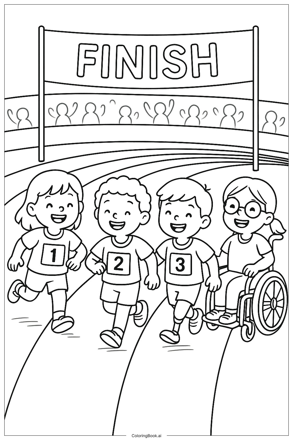 Friendly Special Olympics Race Coloring Page Free PDF PNG Printable 
