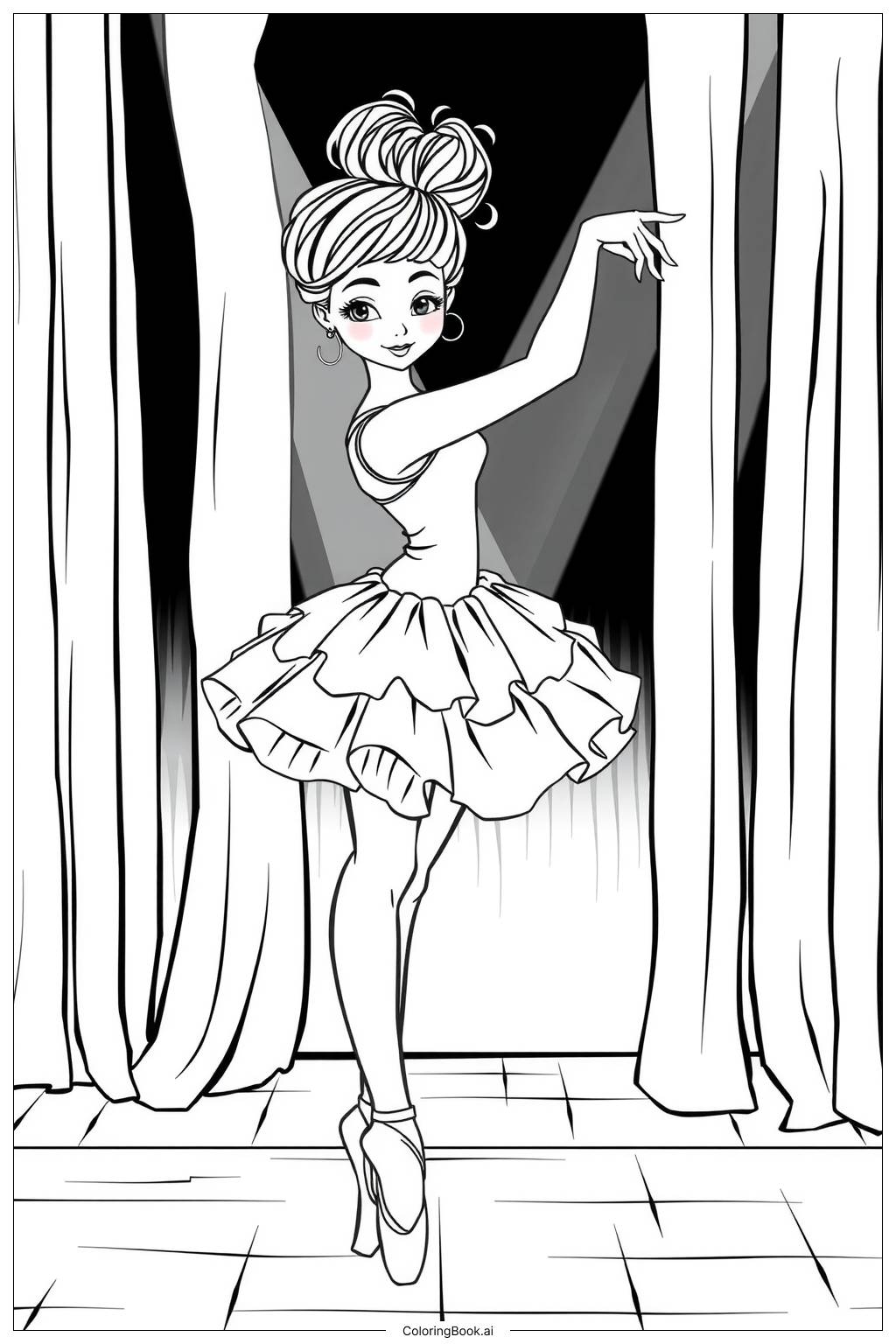  Black Girl Leading a Dance Competition-2 Coloring Page 