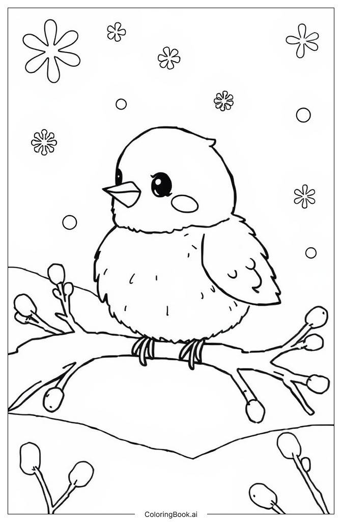  Página para colorear de Pájaro invernal 