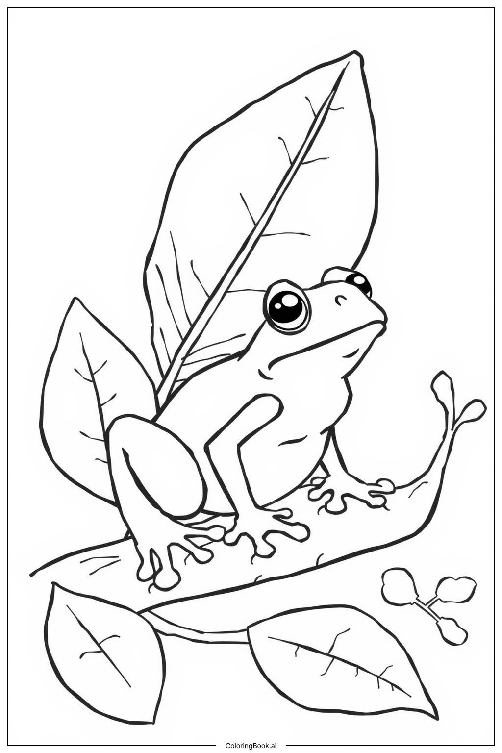  Page de coloriage Grenouille Toxique dans une Forêt Tropicale 