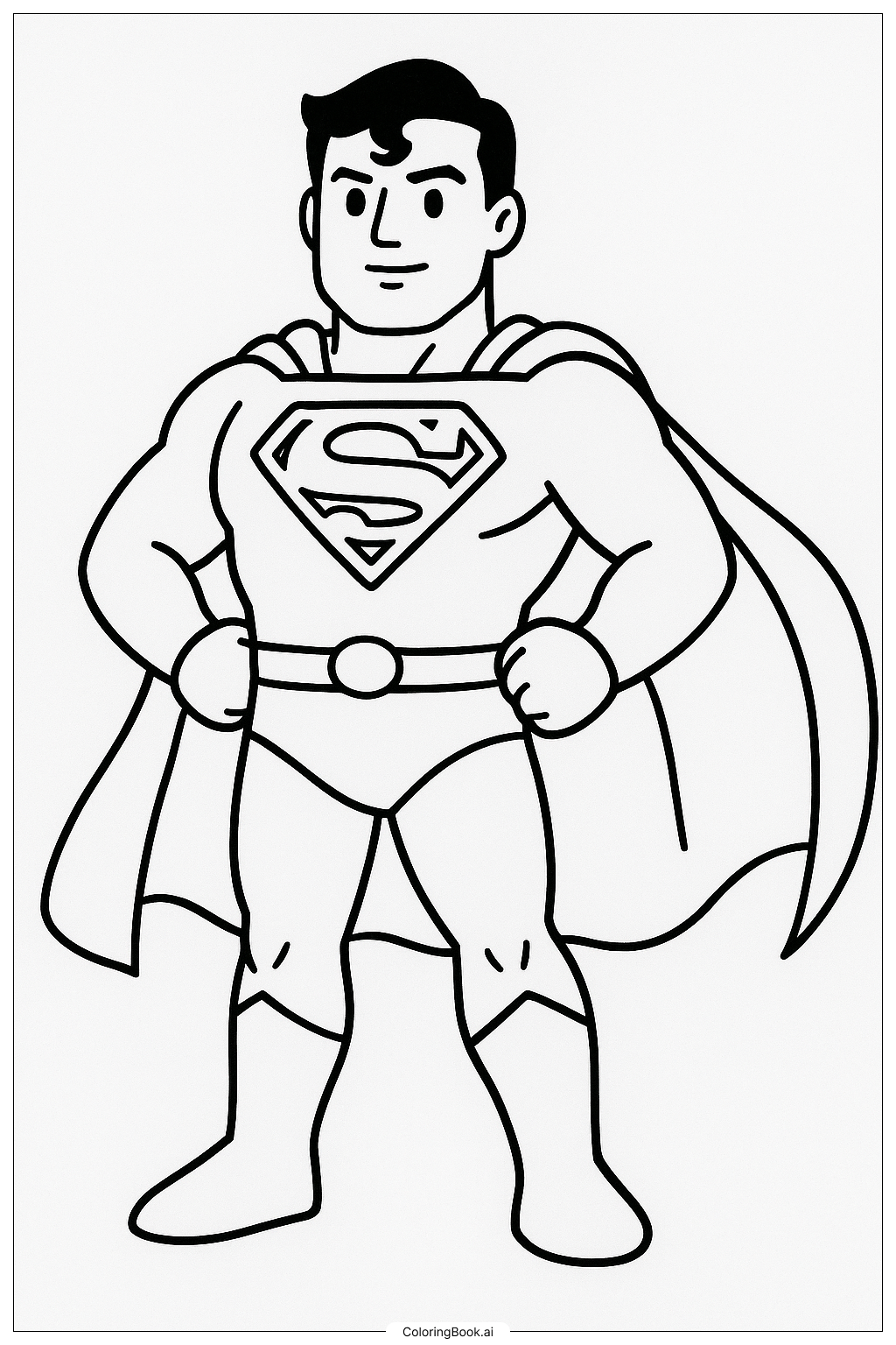  Página para colorear de La capa de Superman en el viento 