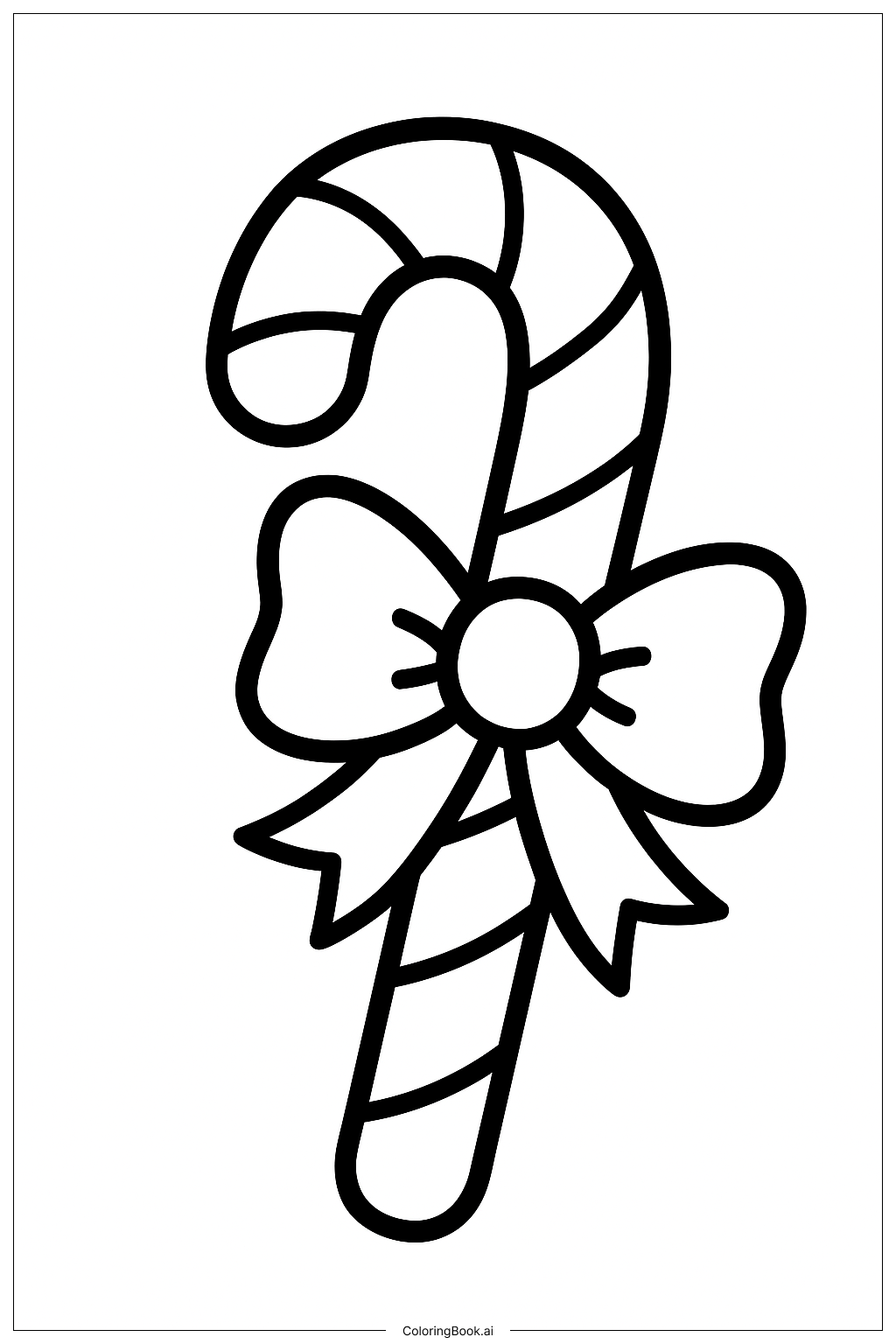  A Big Candy Cane With A Bow Coloring Page 