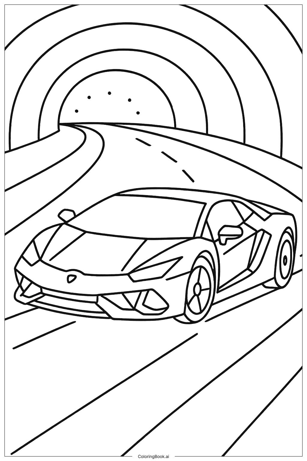  Lamborghini Speeding Through Tunnel Coloring Page 