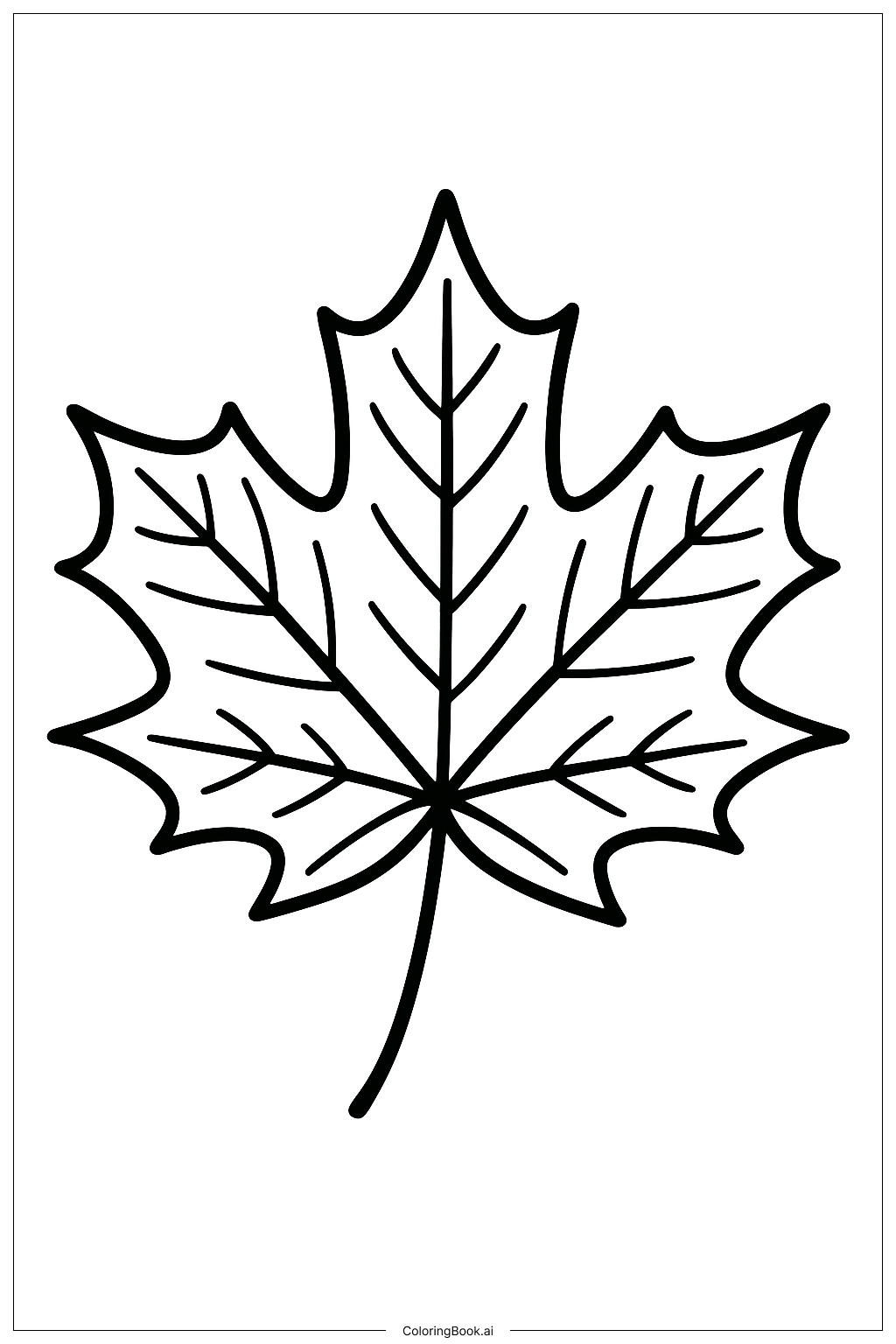 Página para colorir de Grande Folha de Bordo de Outono