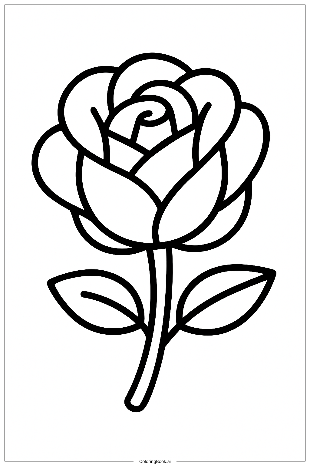  Big Rose Outline Coloring Page 