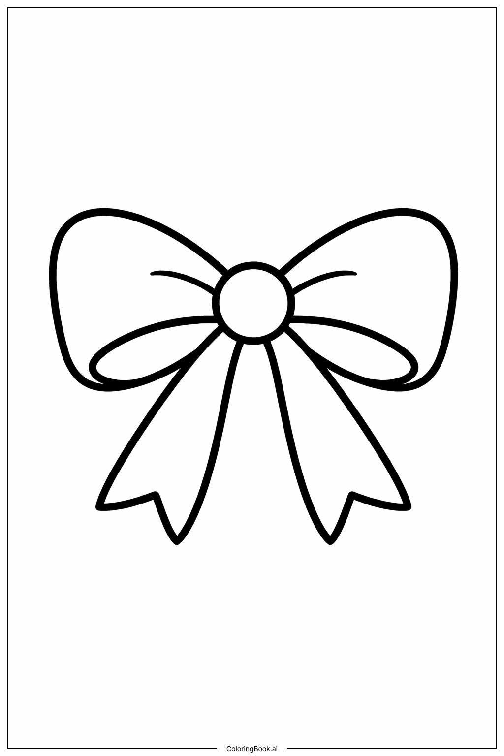  大きくてシンプルなリボンの塗り絵ページ 