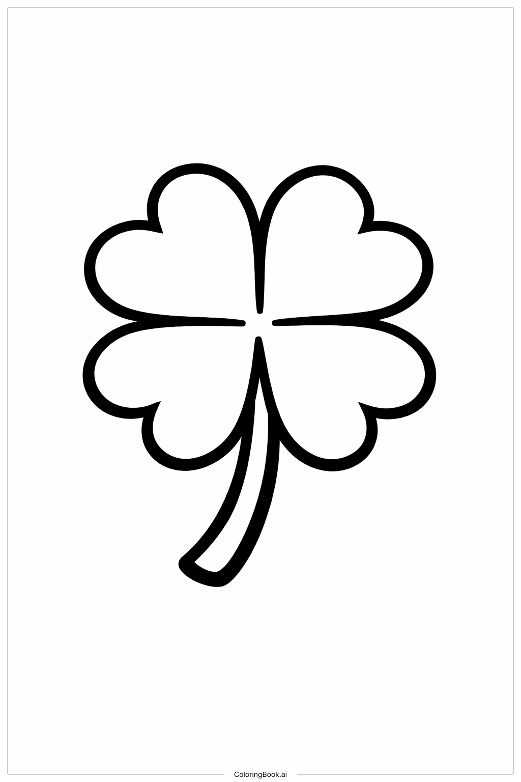 大号简洁四叶草填色页