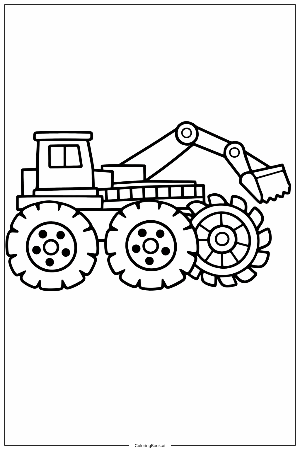 大轮式挖掘机填色页