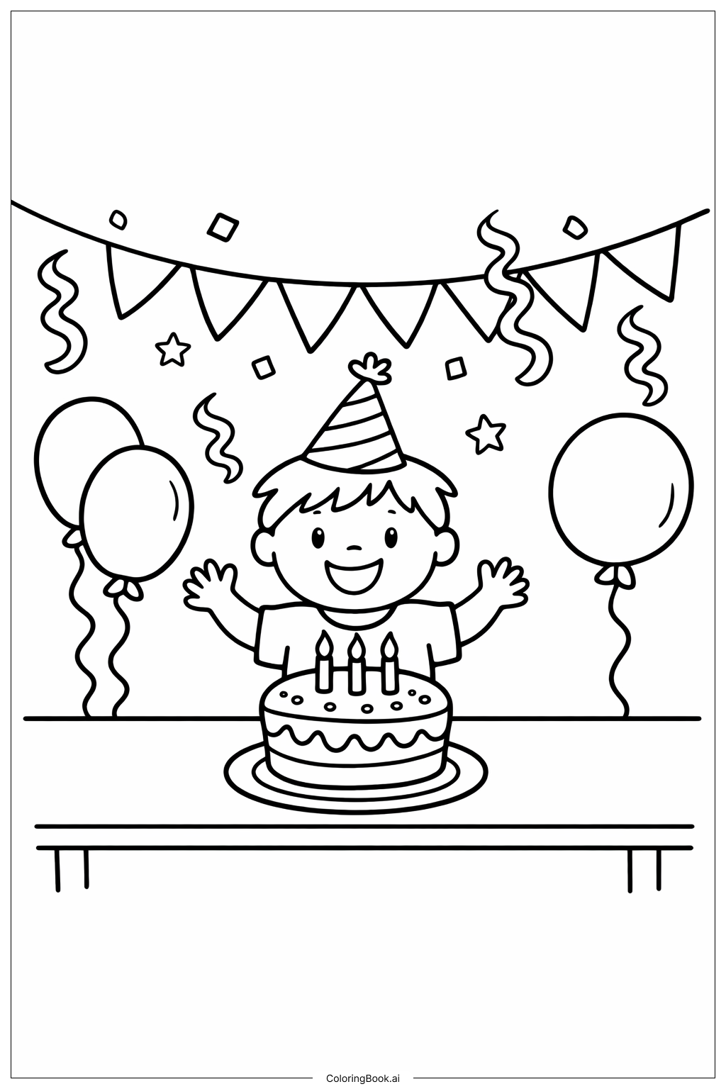  Geburtstagsparty Kritzelei Ausmalseite 
