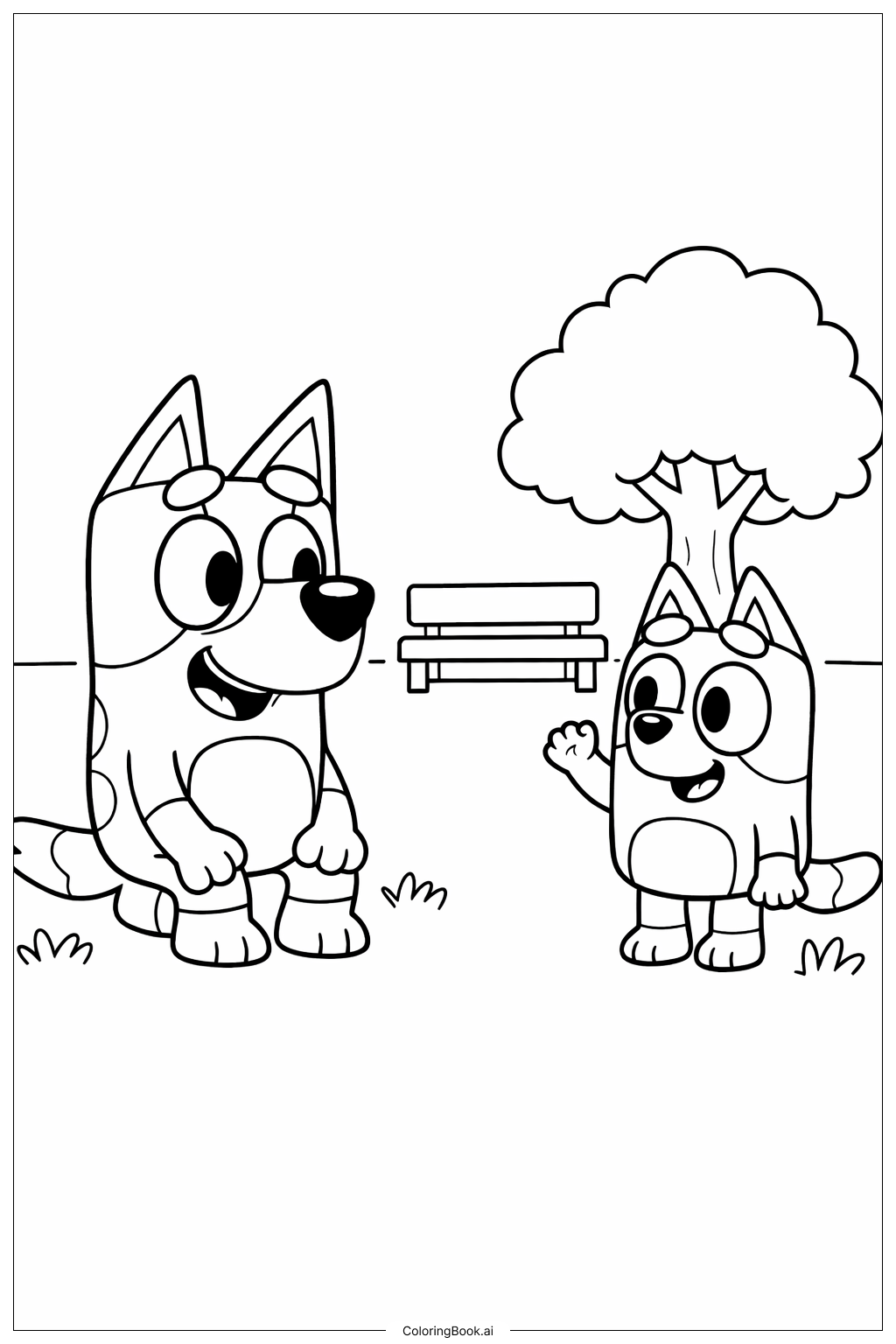  Bluey und Bingo im Park Ausmalseite 