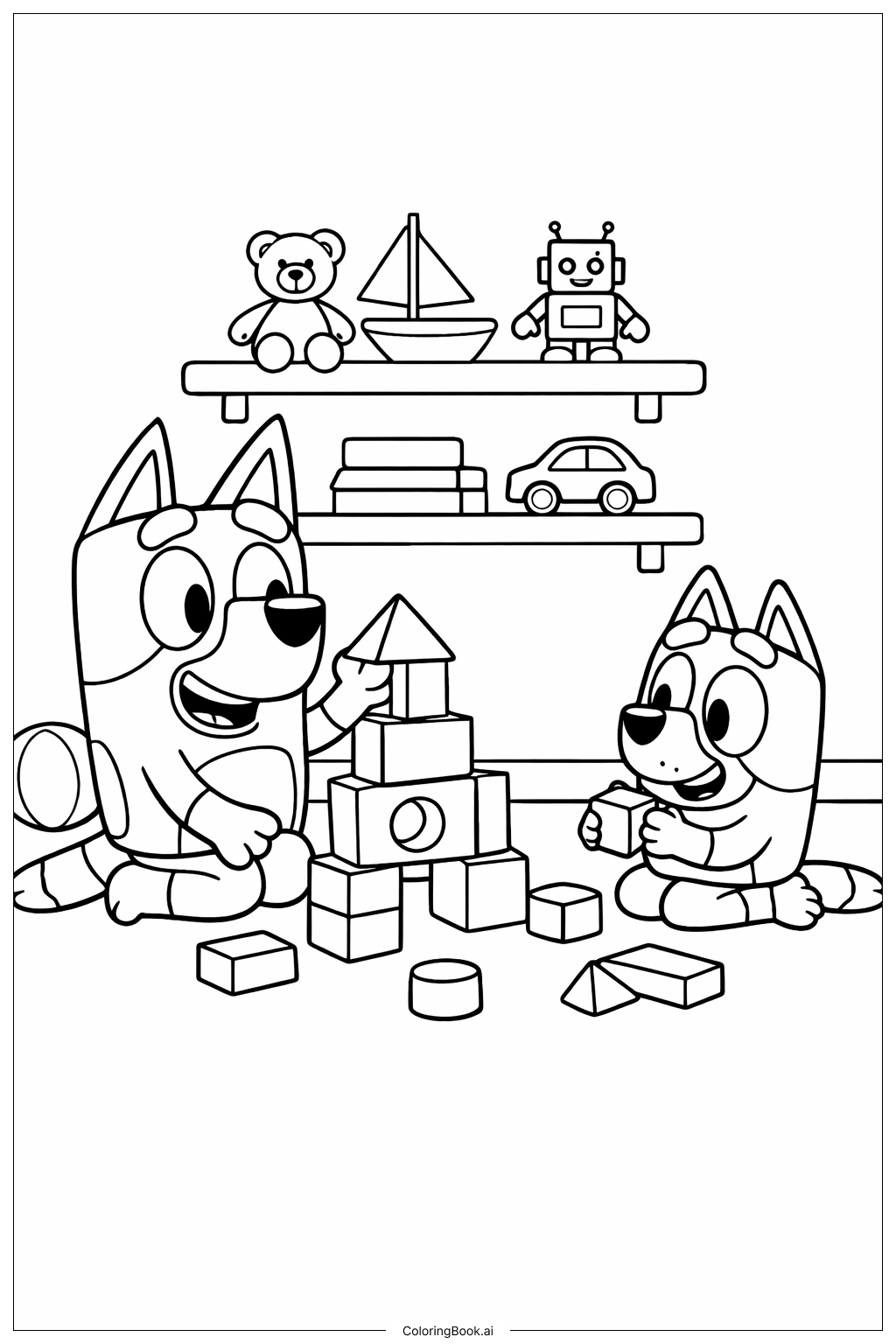 Bluey und Bingo Bauklötze
