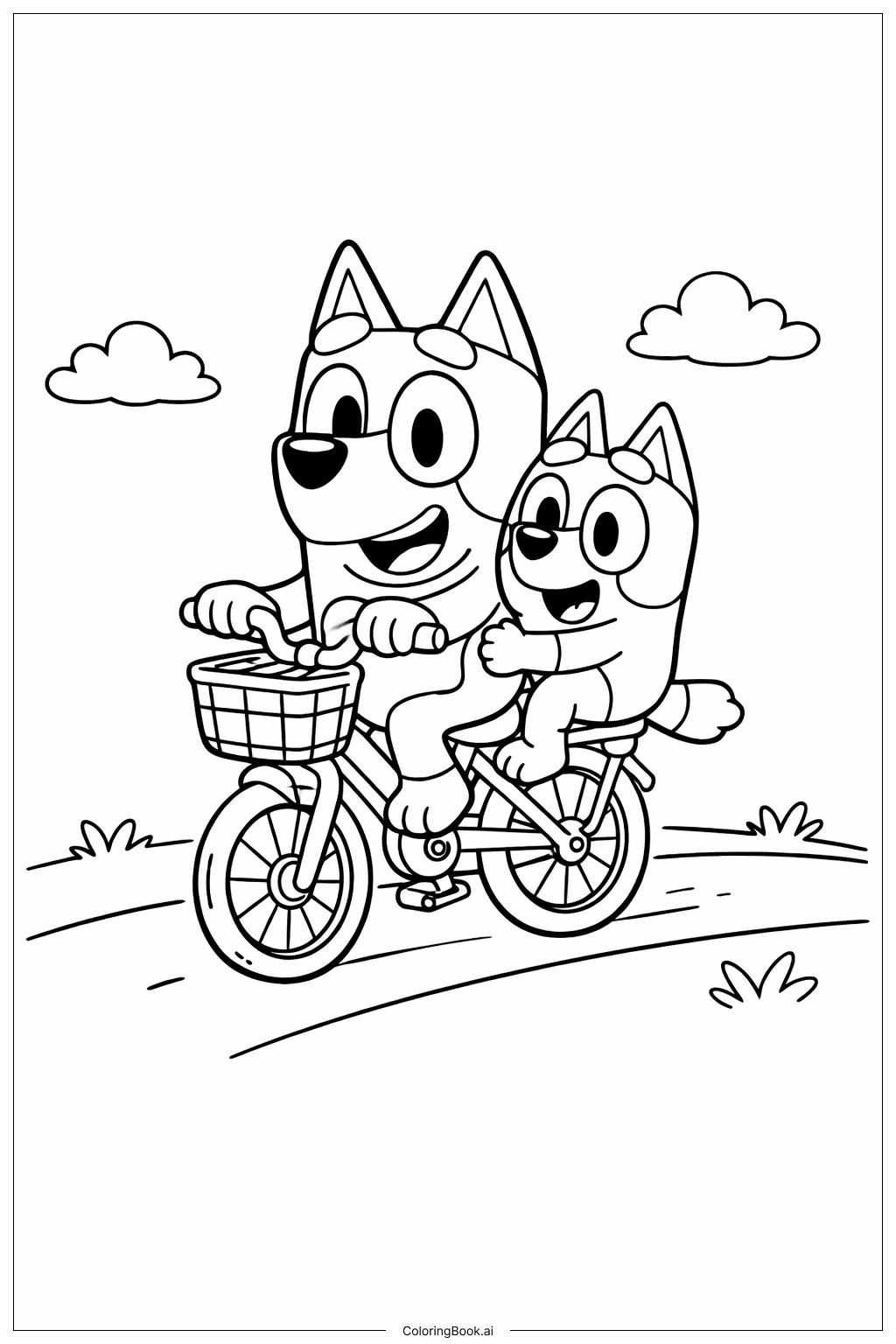 Bluey und Bingo fahren Fahrrad