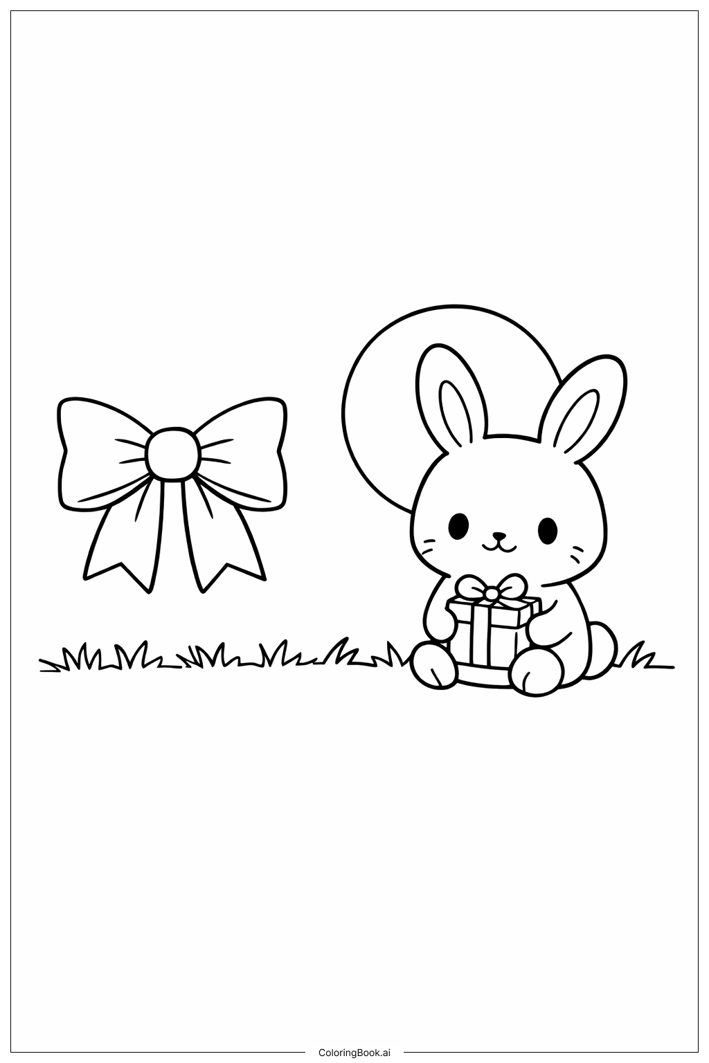  리본과 토끼 친구 색칠공부 페이지 