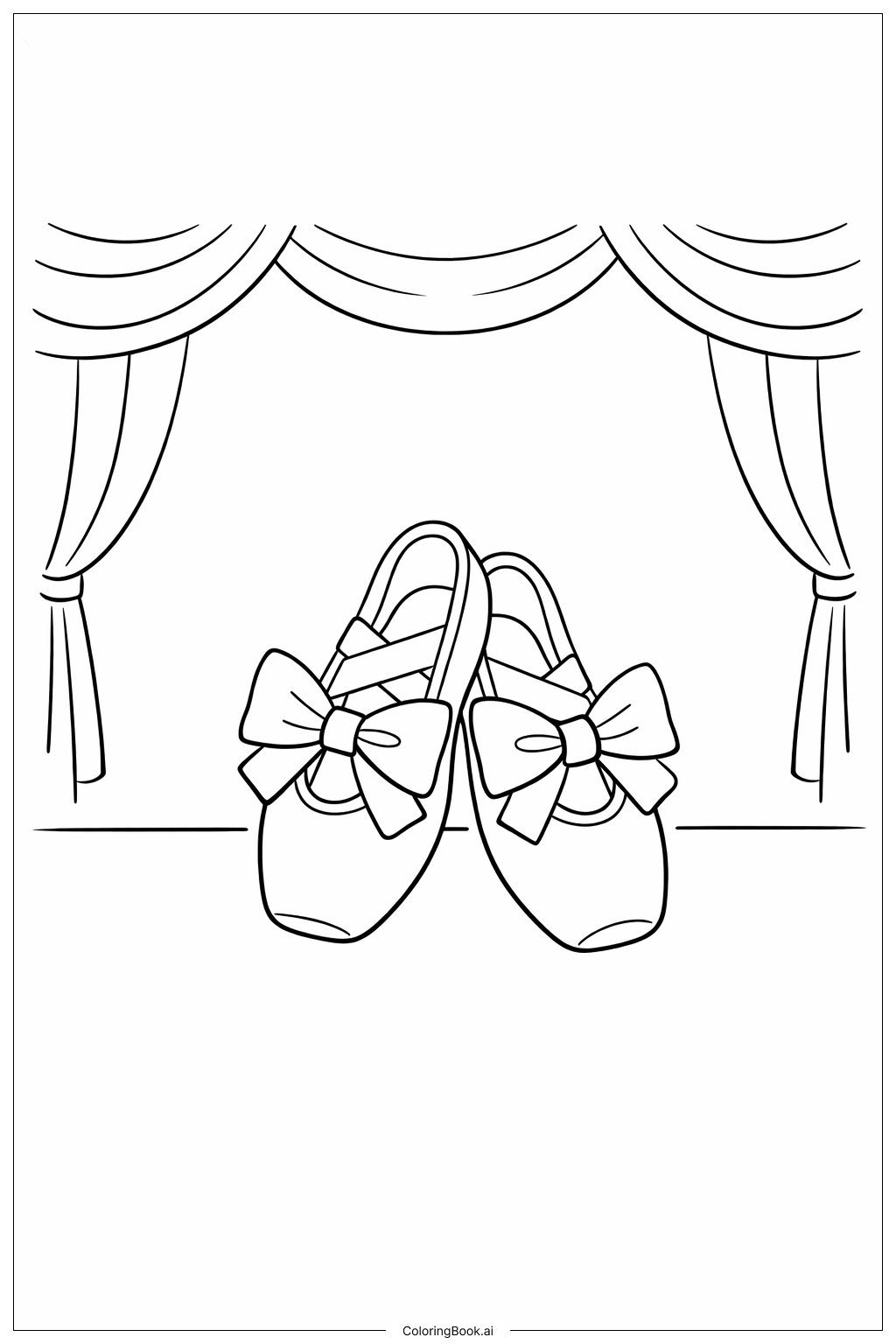  Page de coloriage Noeud sur des chaussons de ballet 