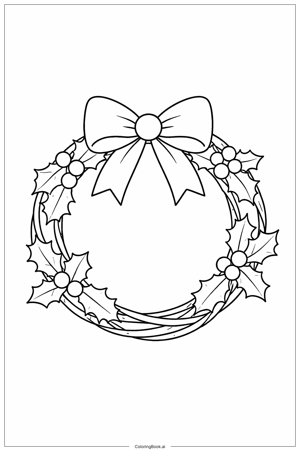 Page de coloriage Couronne de vacances avec nœud 