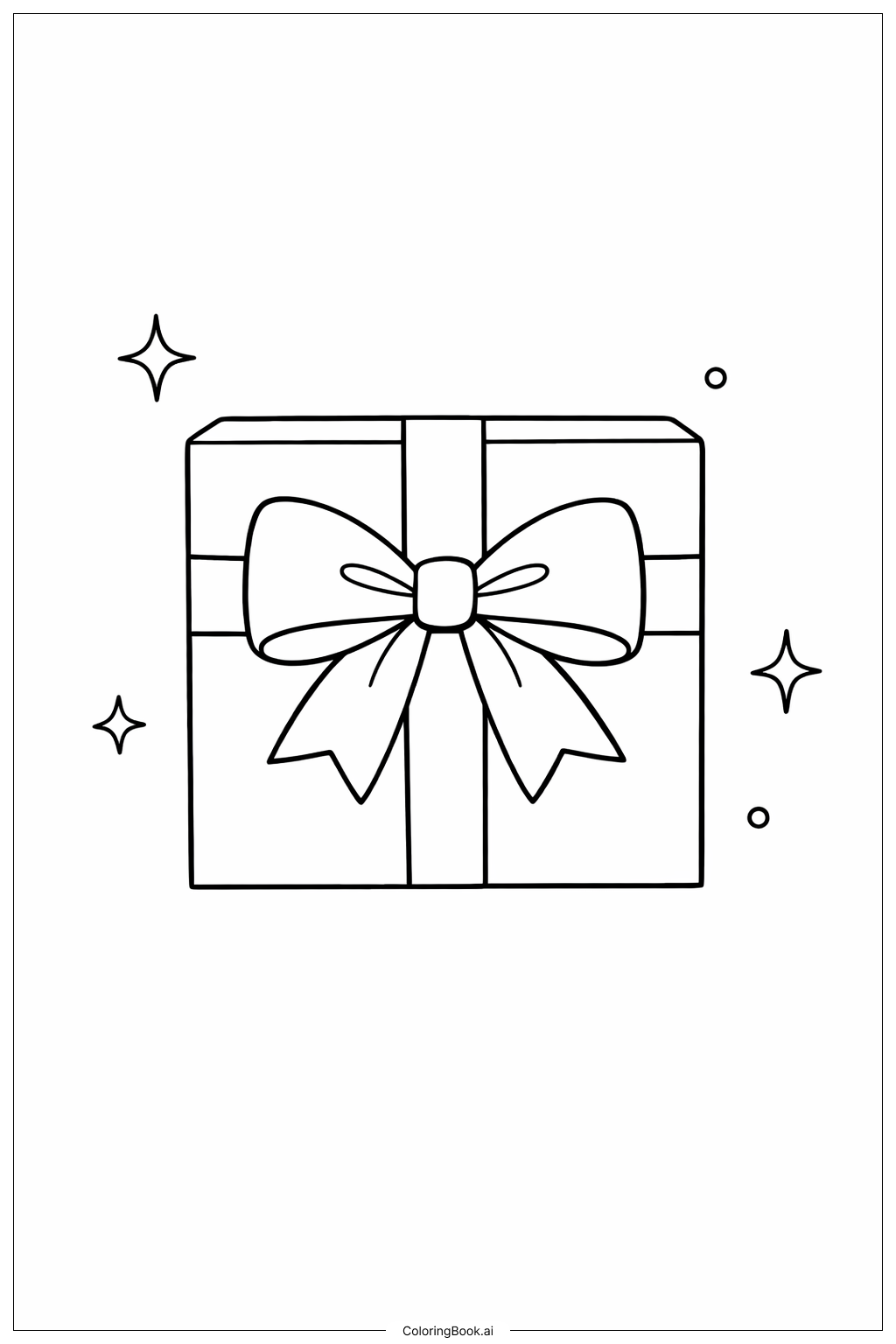  Page de coloriage Cadeau avec nœud et ruban 