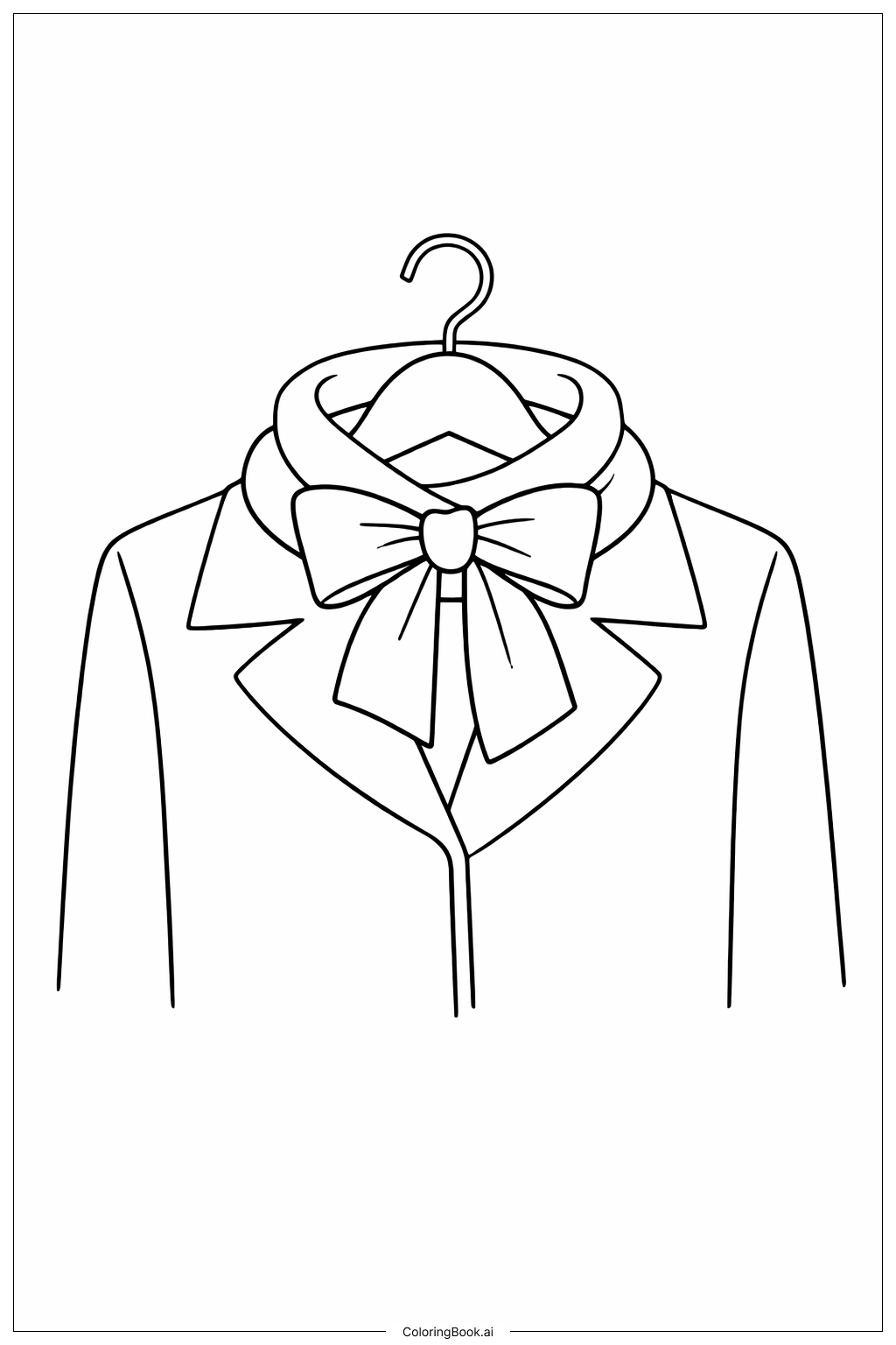  リボン付きスカーフの塗り絵ページ 