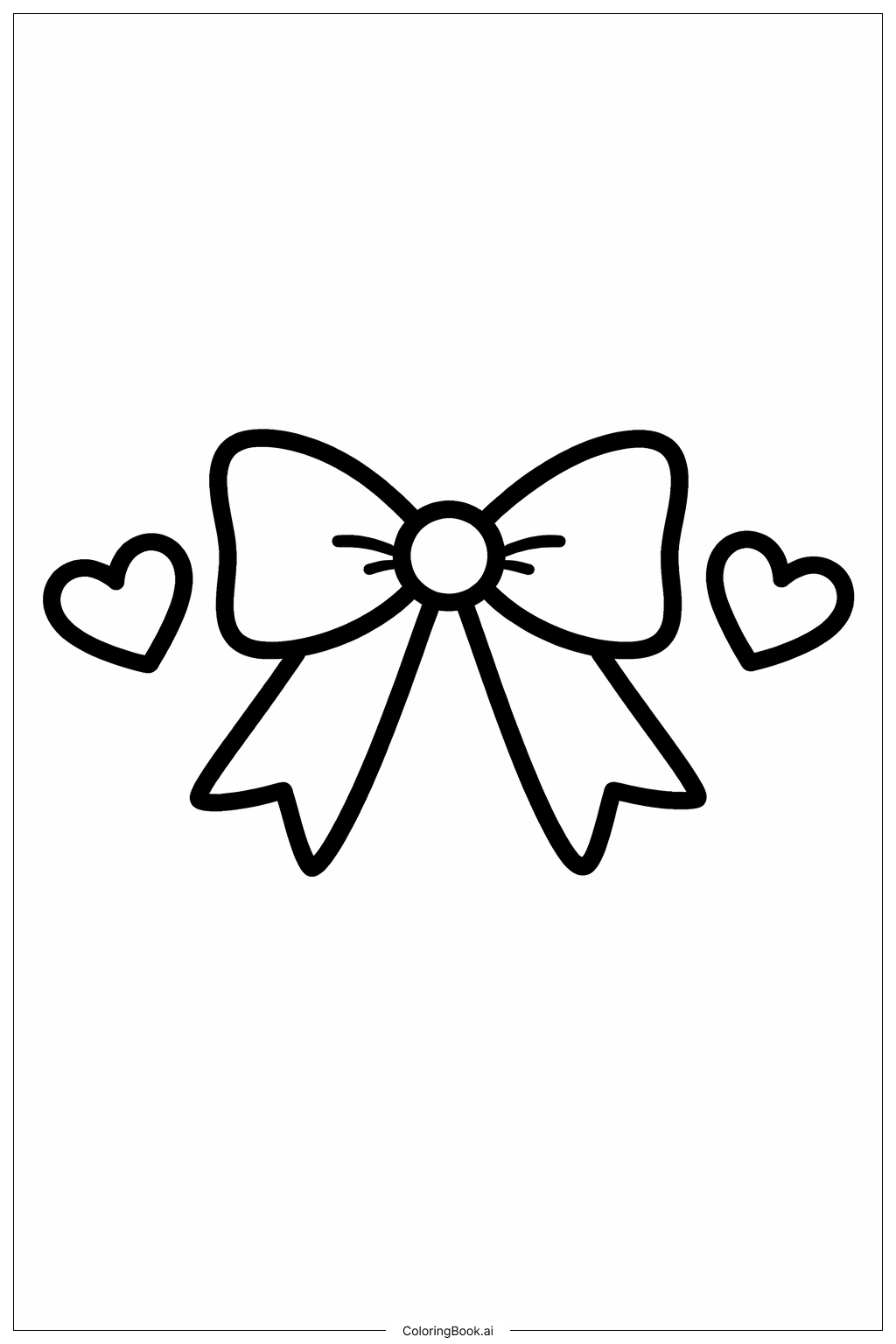  ハート付きリボンの塗り絵ページ 