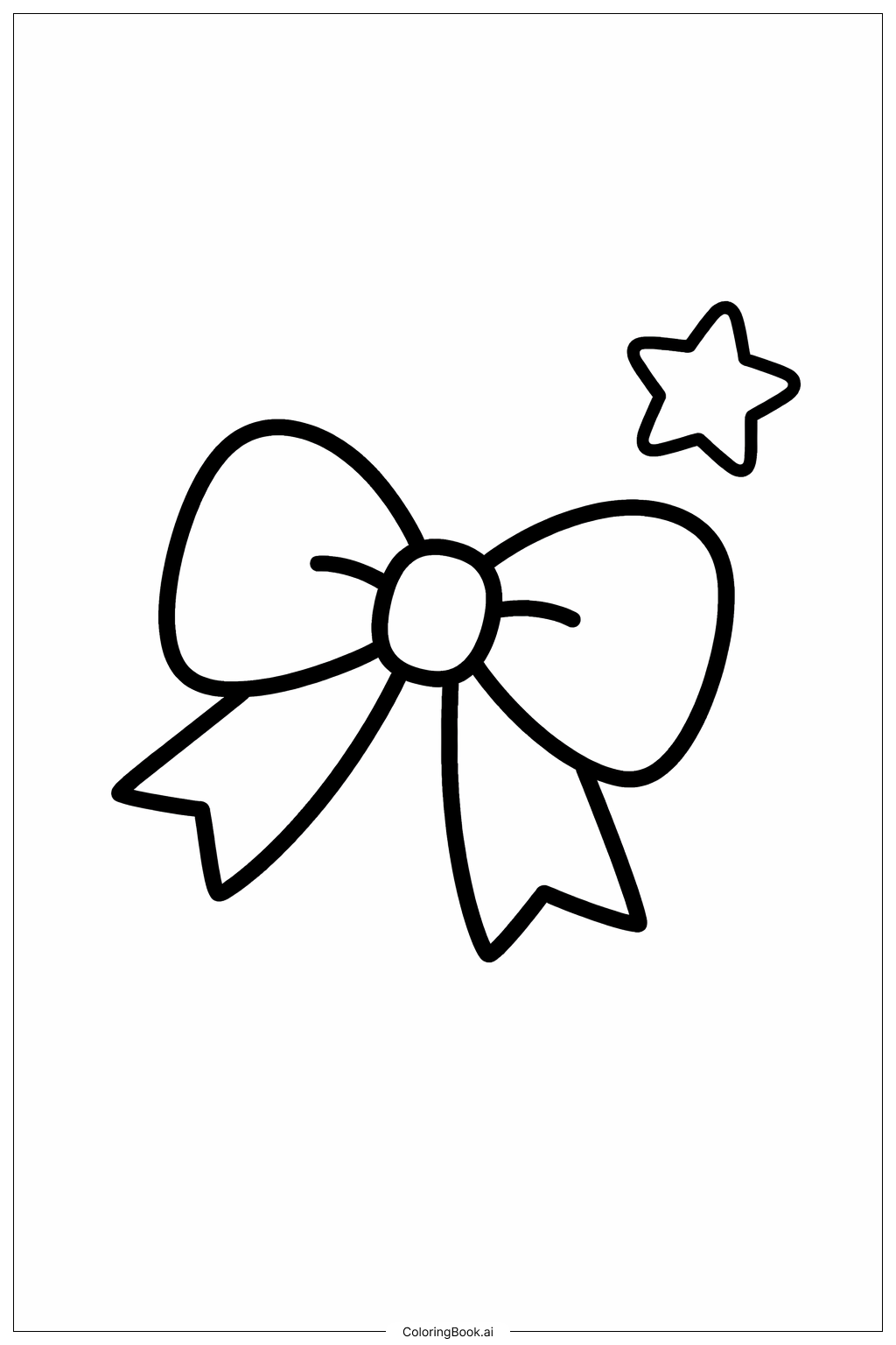  星付きリボンの塗り絵ページ 