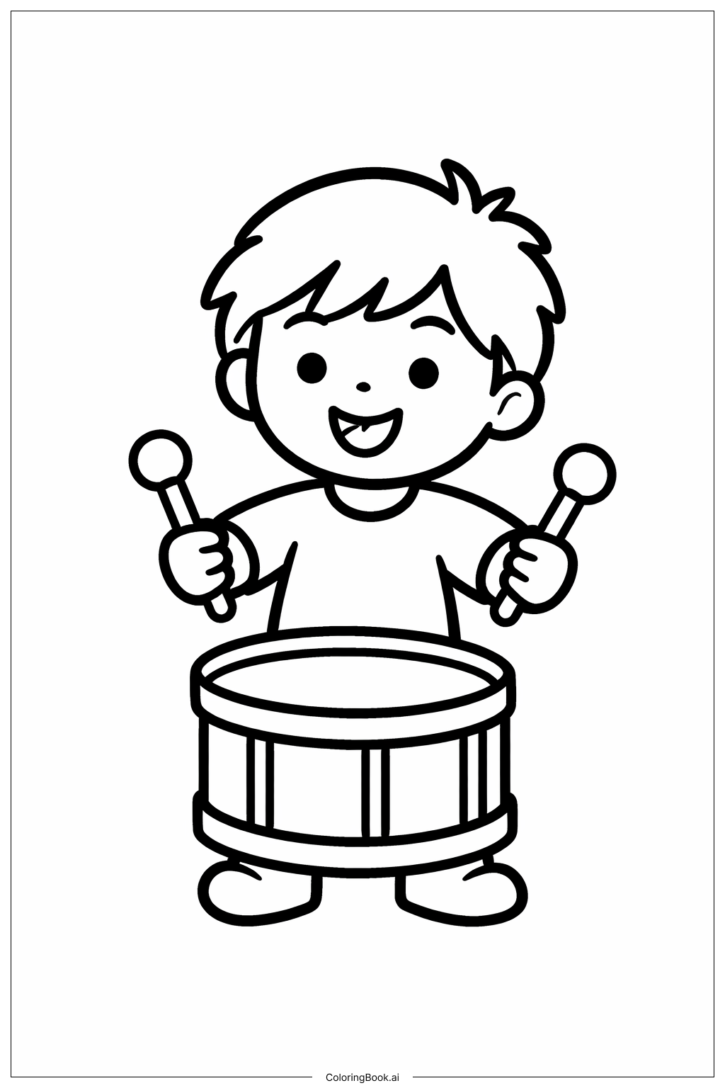  Page de coloriage Garçon Jouant de la Batterie Mois de l'Histoire des Noirs 