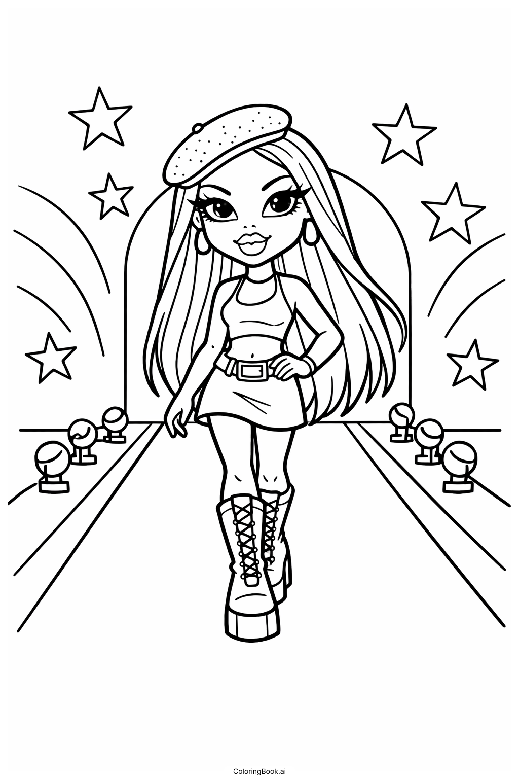 Bratz时装秀娃娃填色页 