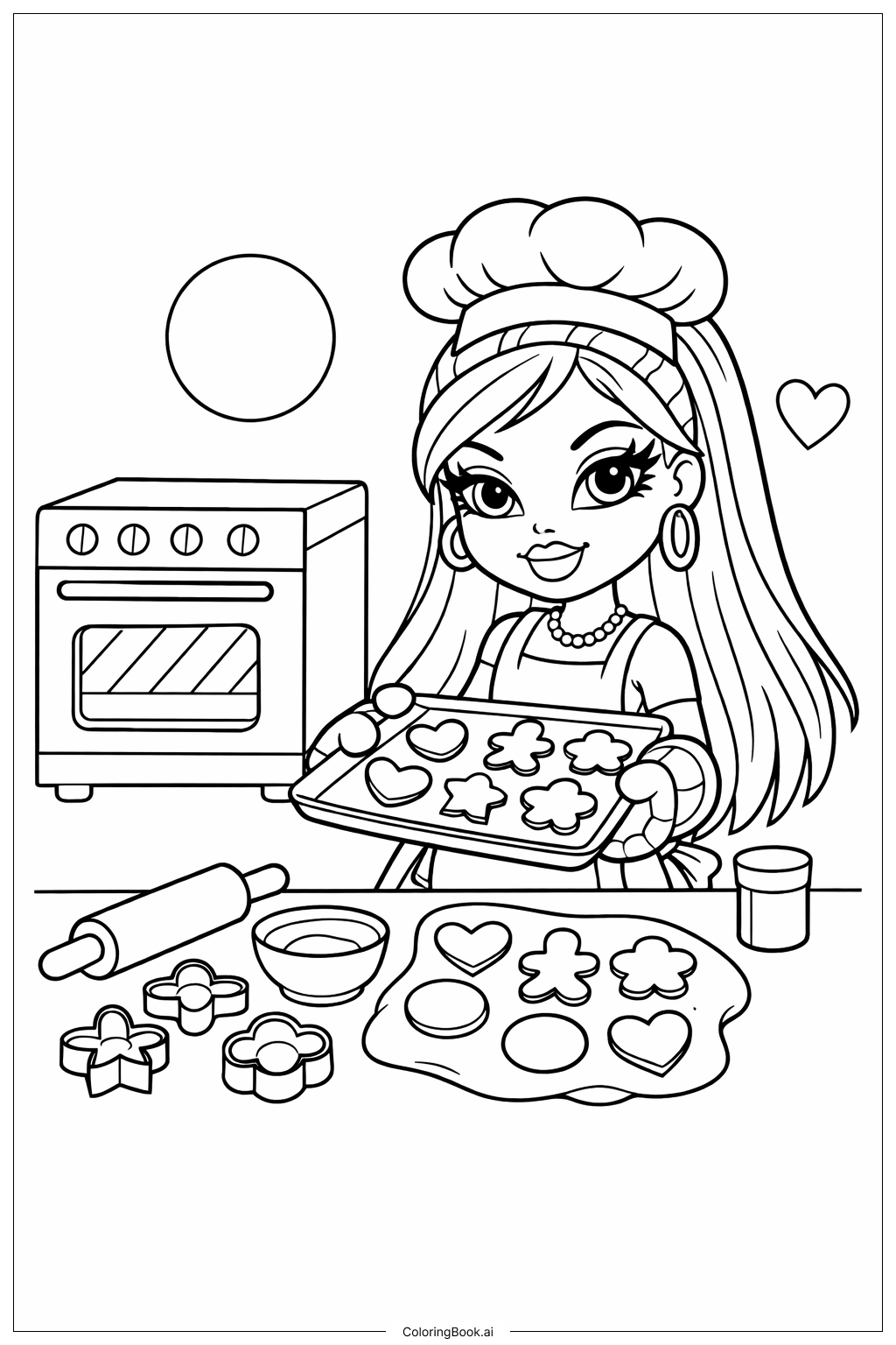  Bratz娃娃烤饼干填色页 