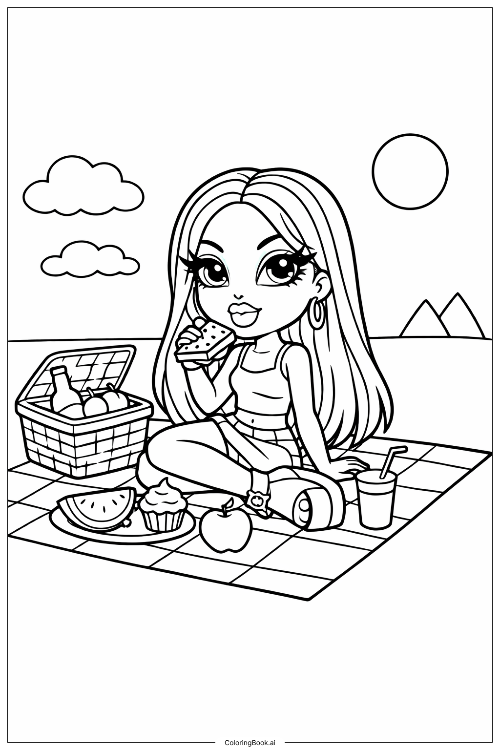  ブラッツドールの塗り絵ページ 