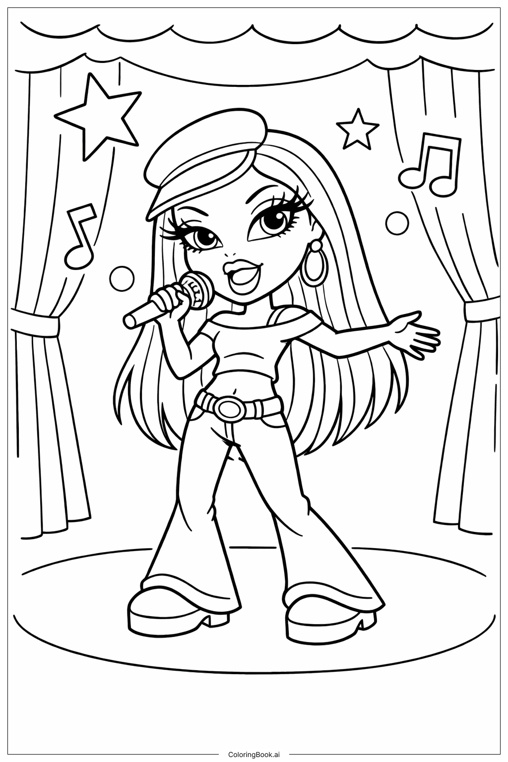  布拉茨娃娃在舞台上唱歌填色页 