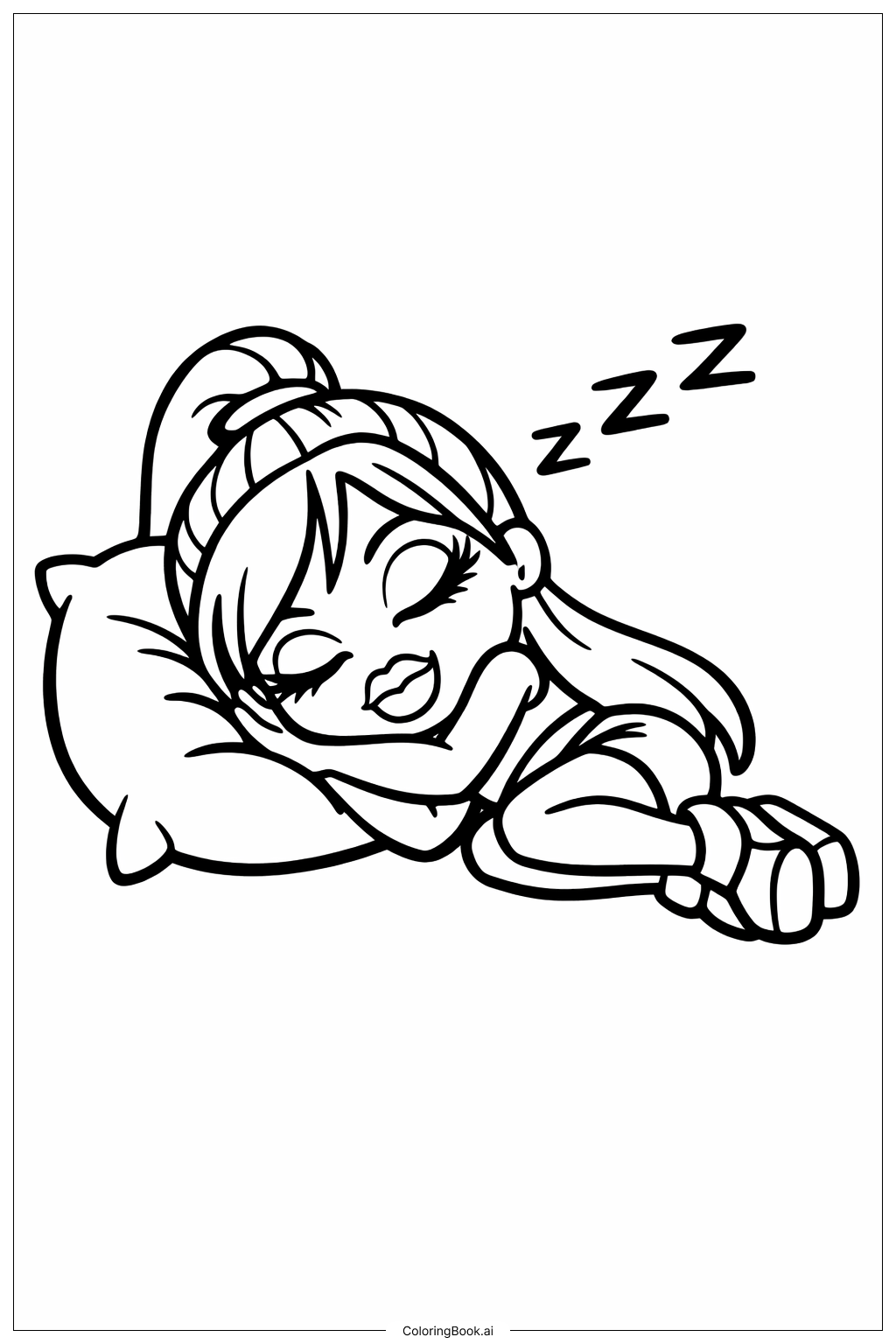  布拉茨娃娃睡觉填色页 